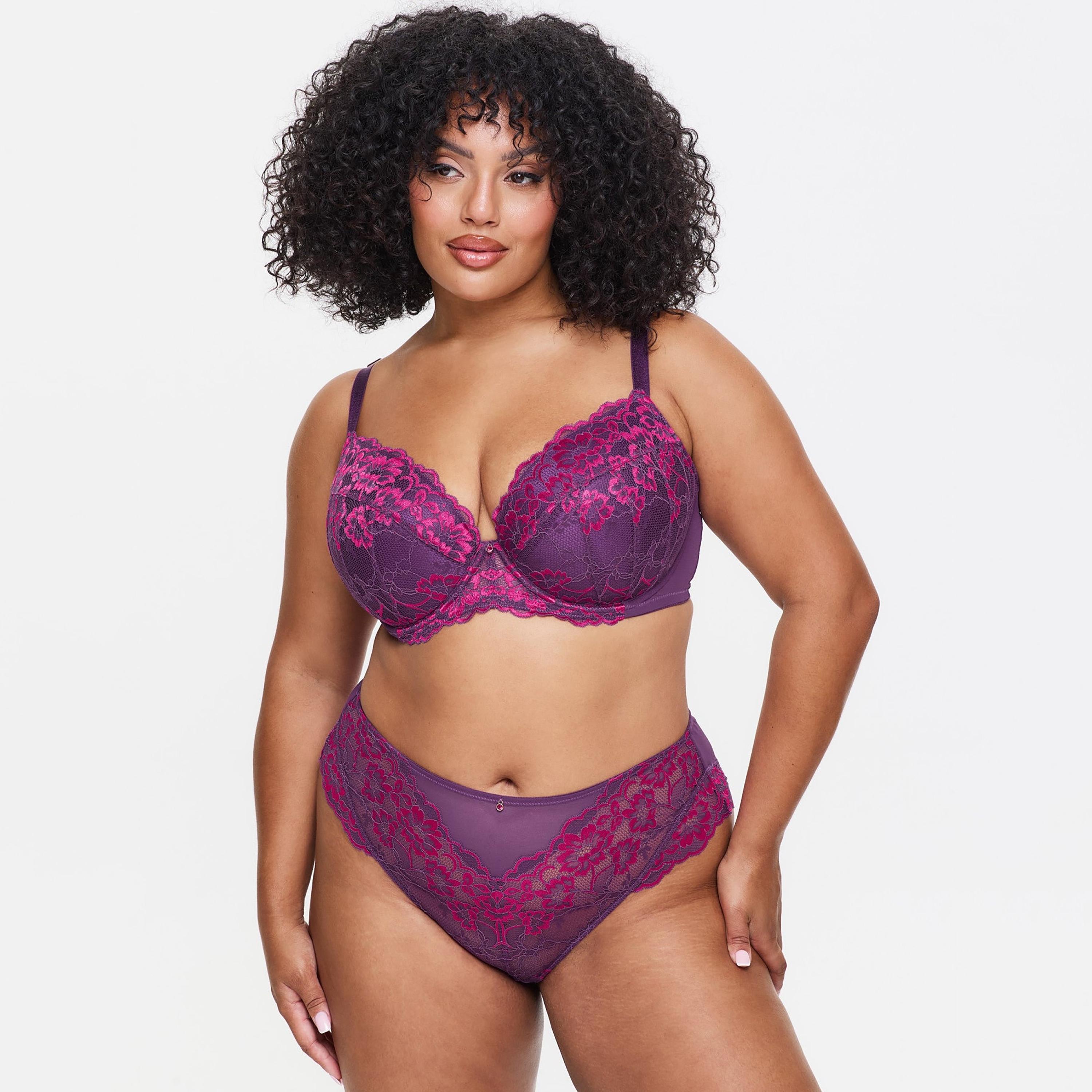 Ann Summers Sexy Dark Purple Floral Lace Wired Medium Support Padded Women's Support Bra-women-clothing-lingerie-bras-image-2