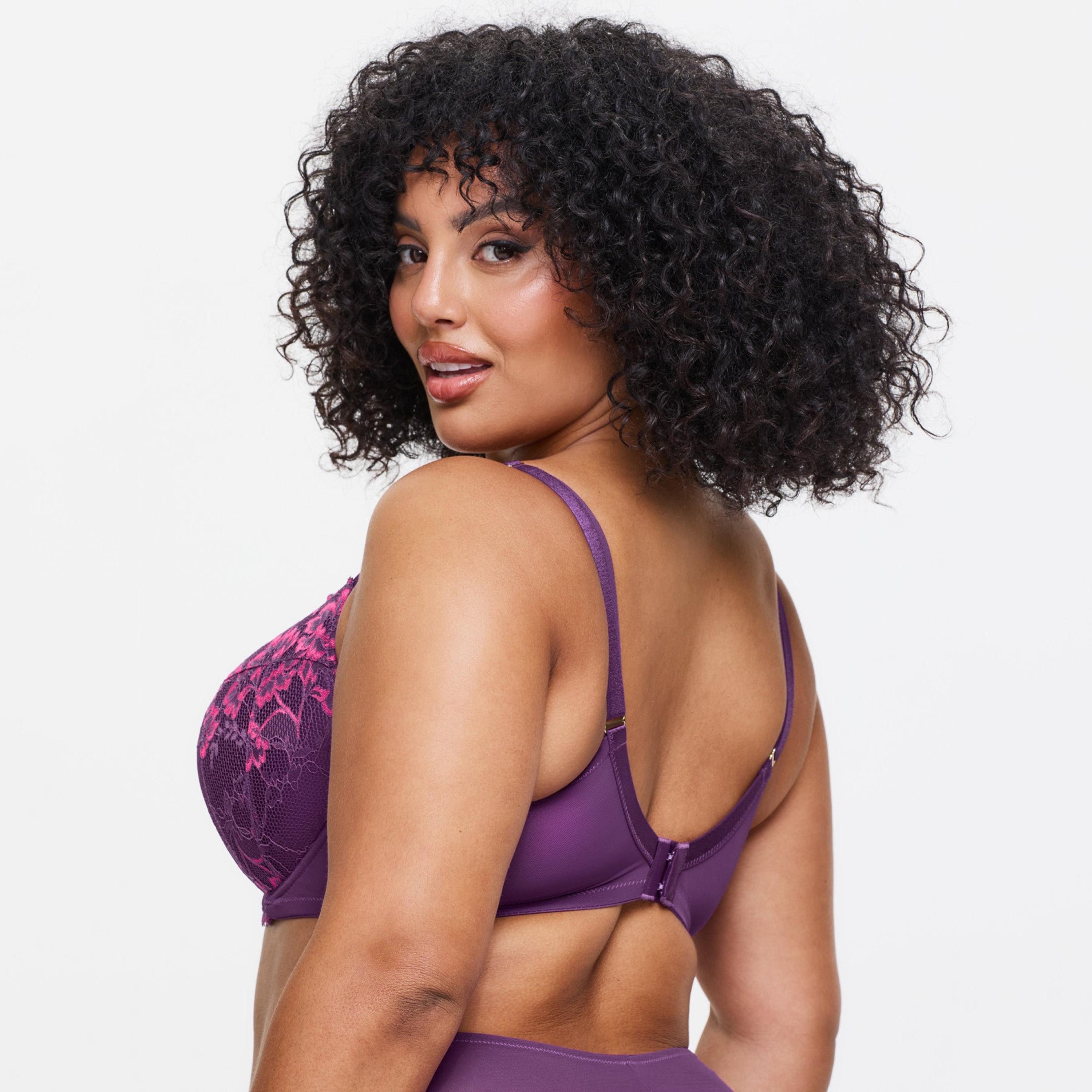 Ann Summers Sexy Dark Purple Floral Lace Wired Medium Support Padded Women's Support Bra-women-clothing-lingerie-bras-image-3
