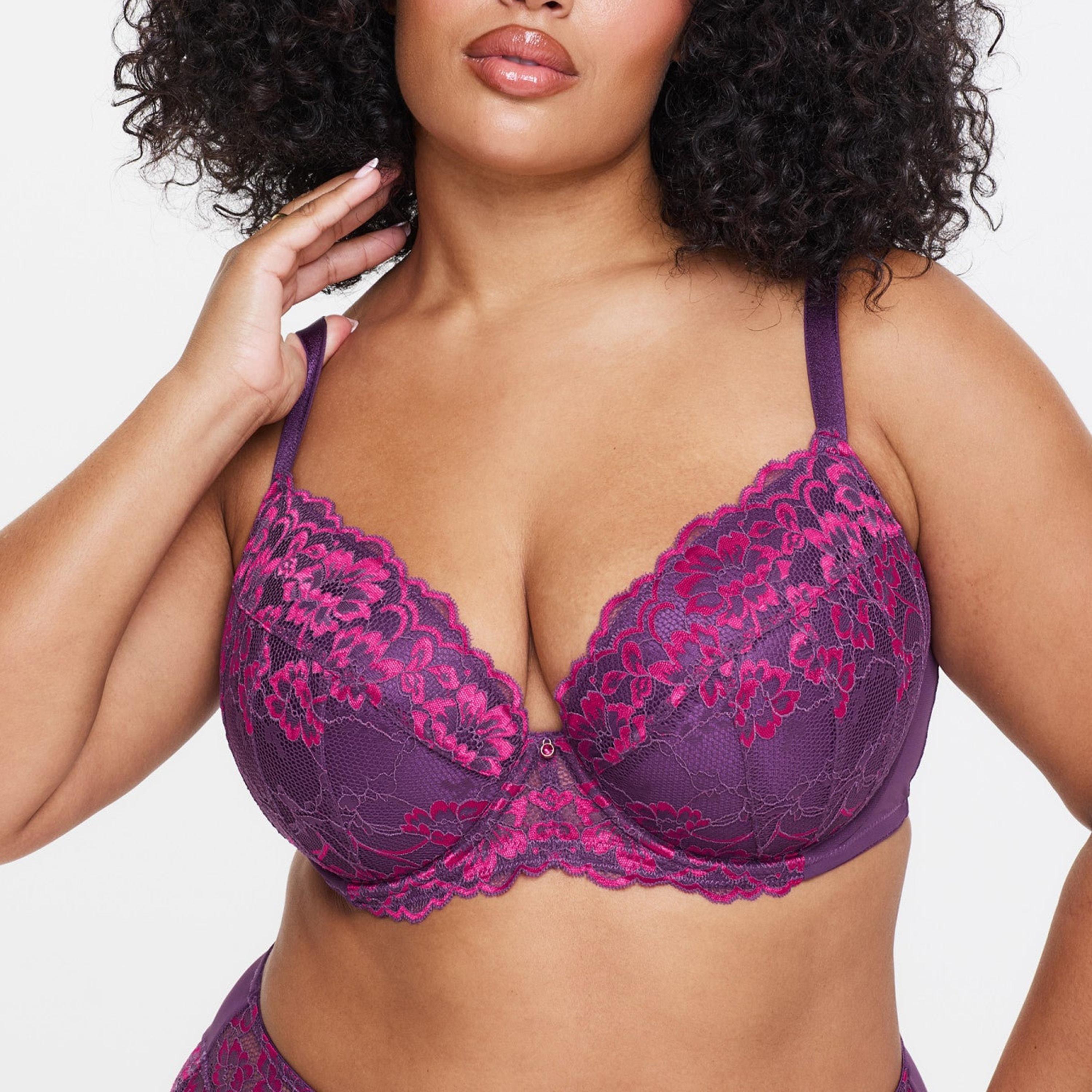 Ann Summers Sexy Dark Purple Floral Lace Wired Medium Support Padded Women's Support Bra-women-clothing-lingerie-bras-image-4