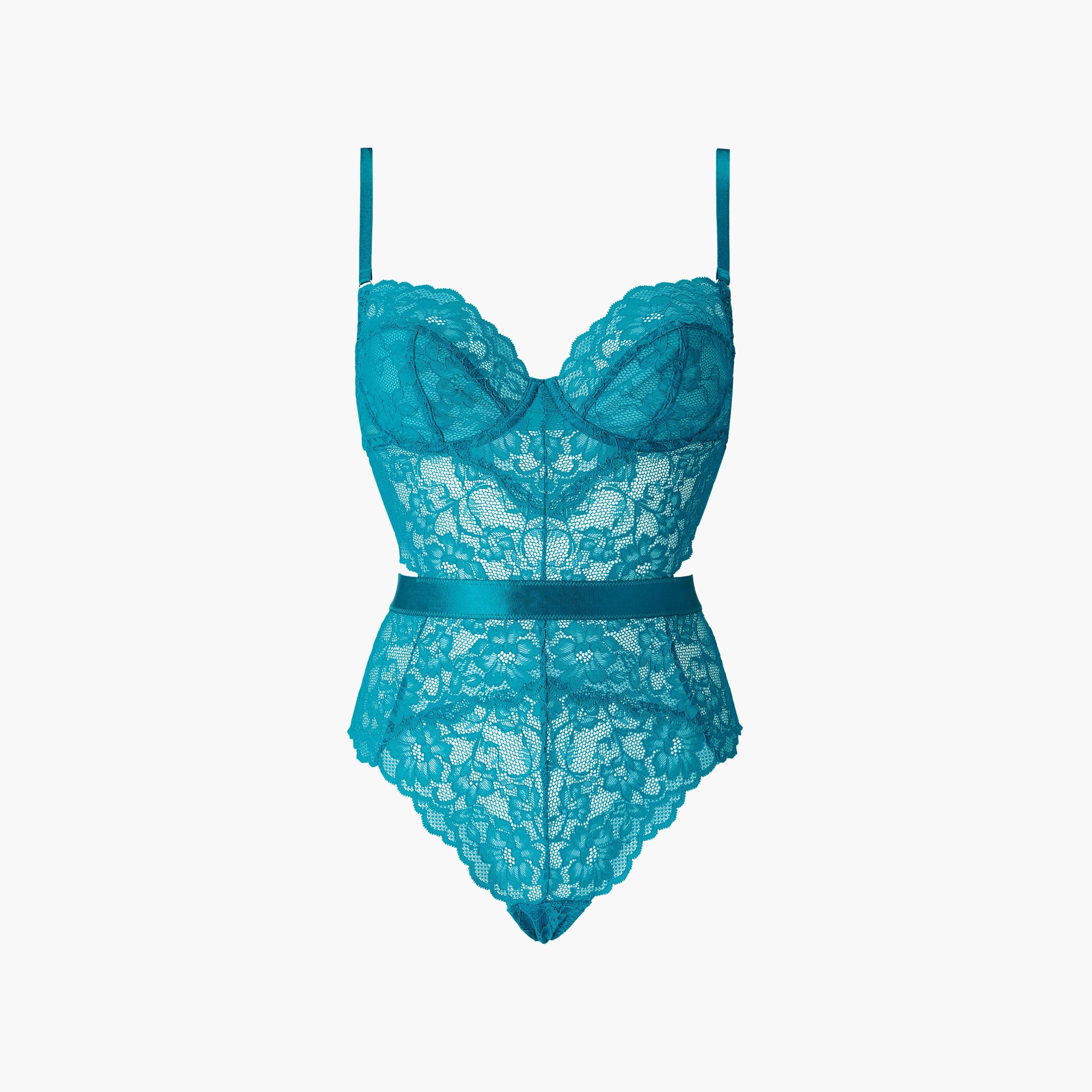 Ann Summers Hold Me Tight Teal Floral Lace Wired Medium Support Unlined Women's Bodysuit-women-clothing-lingerie-babydollsandbodysuits-image-5