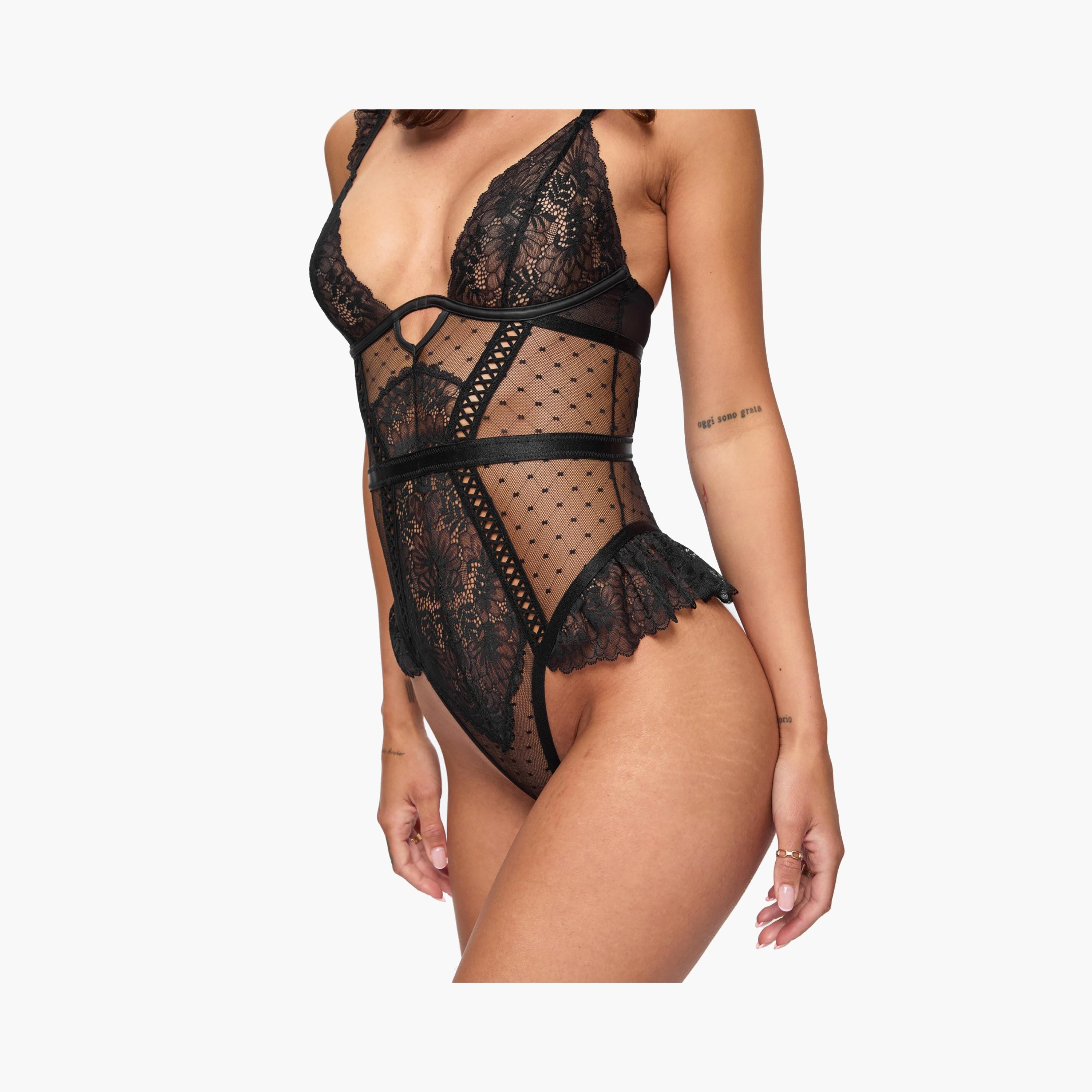 ملابس داخلية نسائية (تيدي) سوداء مفتوحة عند المنطقة الحساسة إنتاس مي من آن سمرز-women-clothing-lingerie-babydollsandbodysuits-image-2