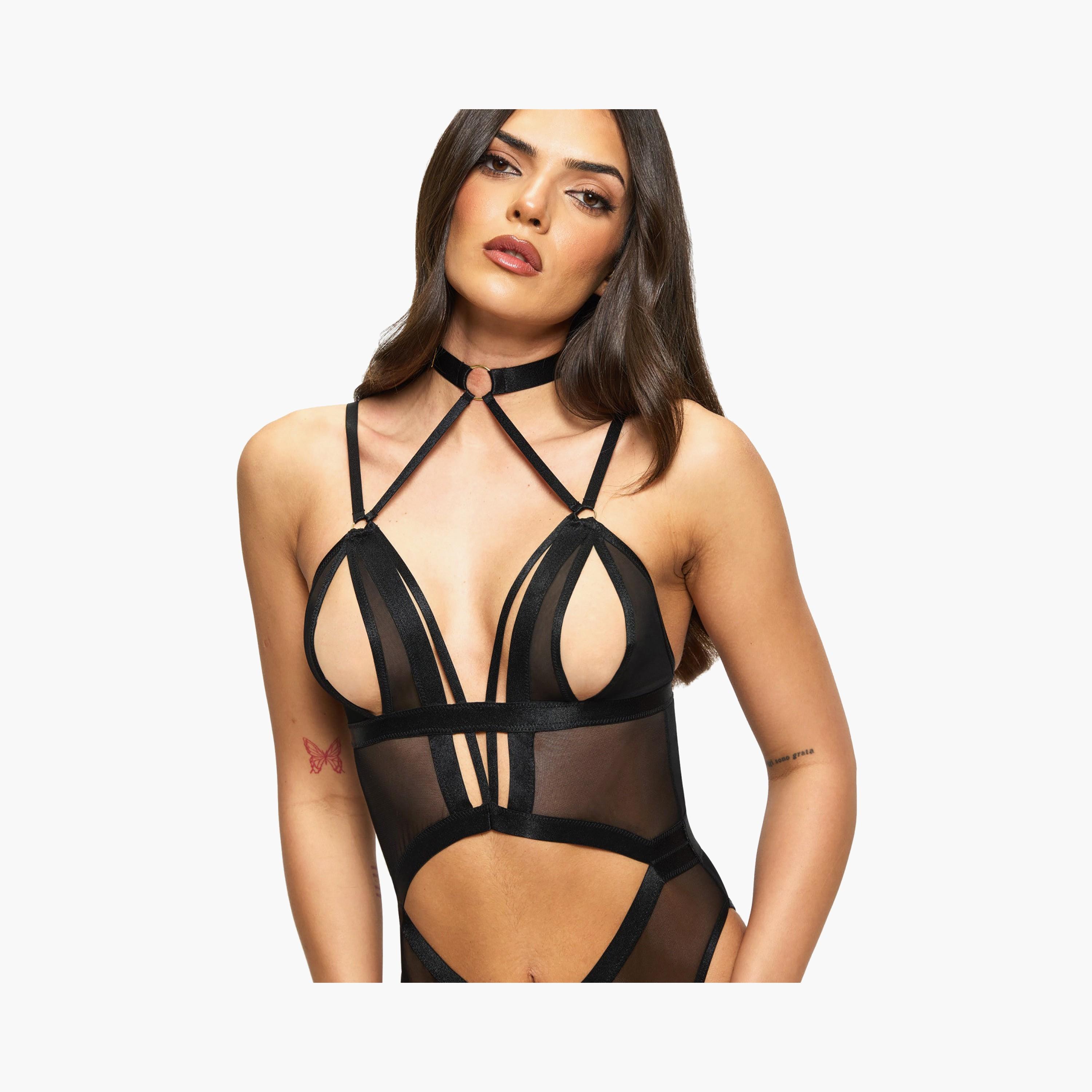 بودي سوت نسائي أسود مفتوح عند المنطقة الحساسة شادو من آن سمرز-women-clothing-lingerie-babydollsandbodysuits-image-3