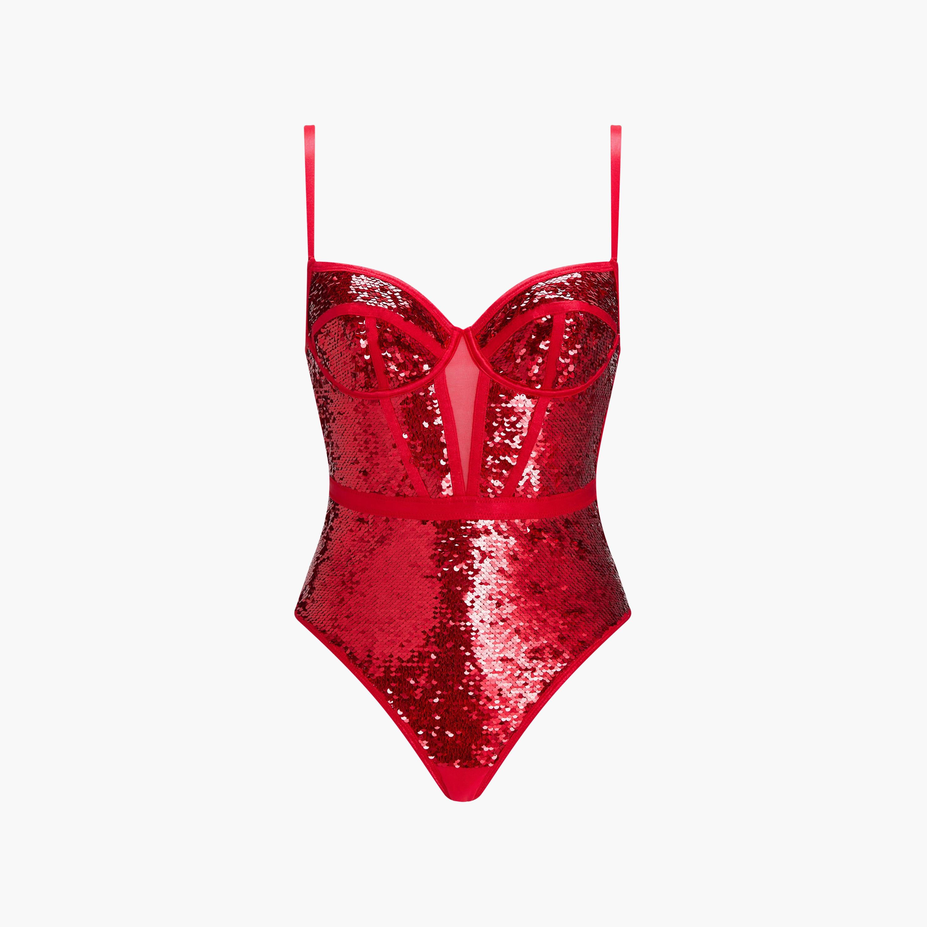 Ann Summers Sultry Soiree Red Sequined Wired Medium Support Padded Women's Bodysuit-women-clothing-lingerie-babydollsandbodysuits-image-5