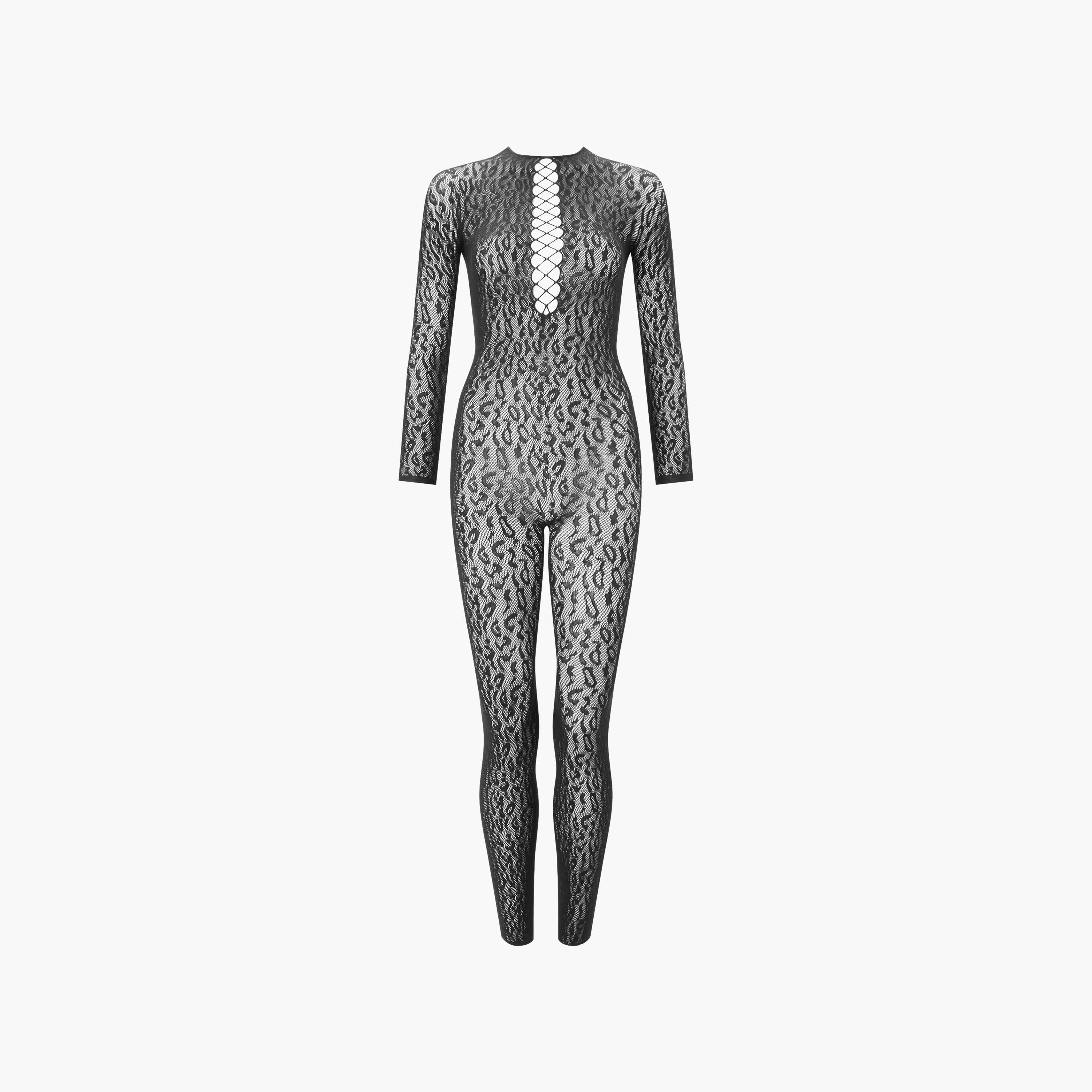 Ann Summers On The Prowl Black Animal Pattern Lace Non-Wired Light Support Women's Full Bodysuit-women-clothing-lingerie-babydollsandbodysuits-image-5