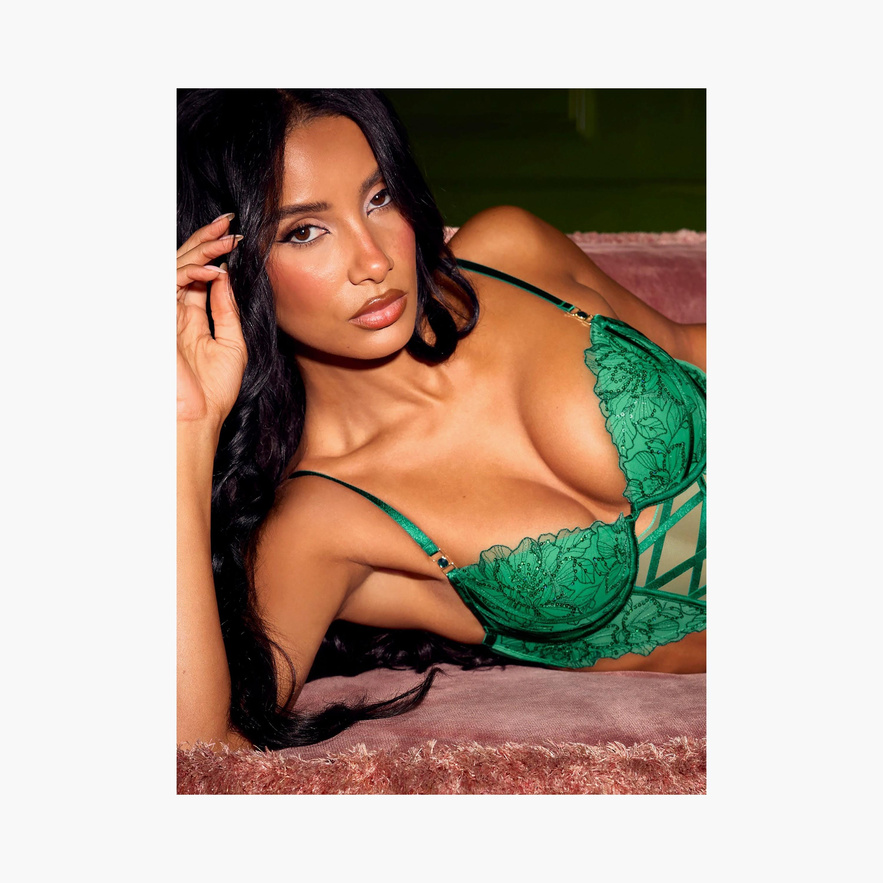 Ann Summers Divine Temptation Mid Green Sequins Wired Medium Support Padded Women's Bodysuit-women-clothing-lingerie-babydollsandbodysuits-image-3