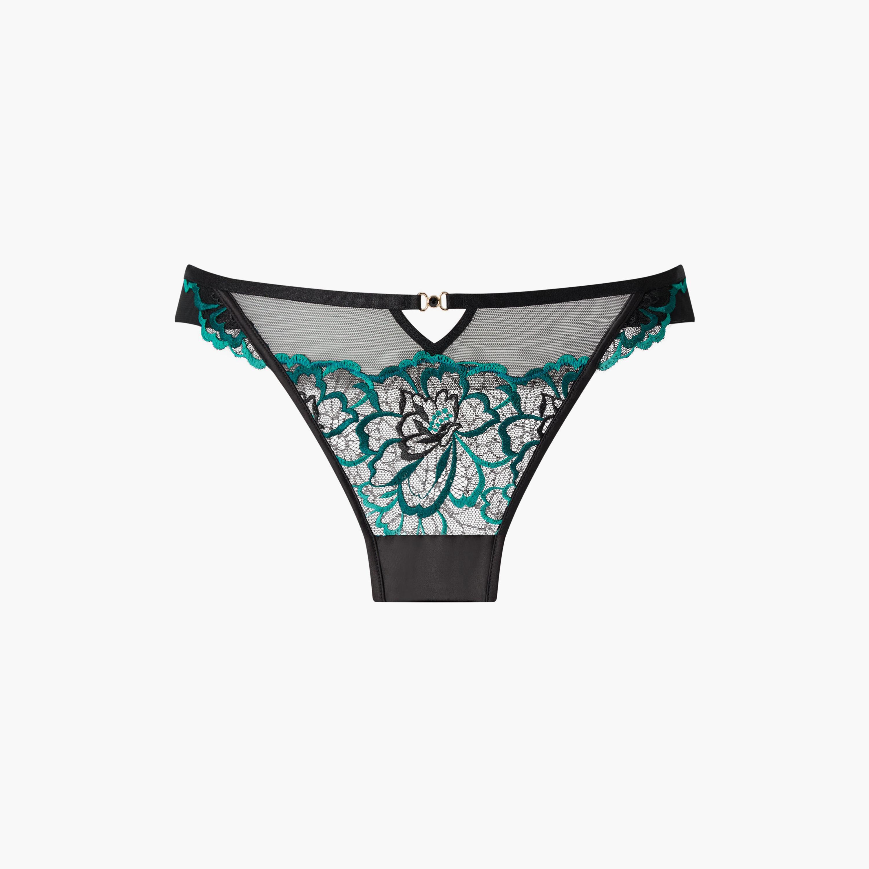 Ann Summers Midnight Seduction Black Floral Embroidered Medium Coverage Women's Brazilian Panties-women-clothing-lingerie-panties-image-7
