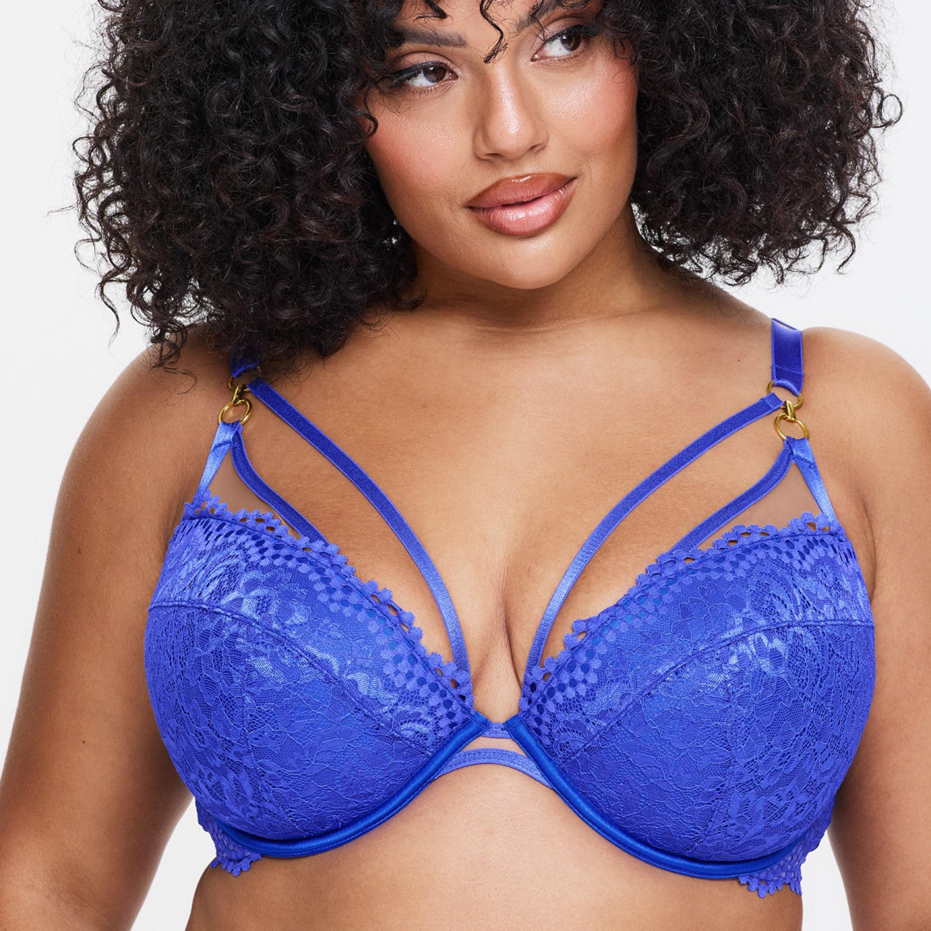 حمالة صدر "بلانج" زرقاء بدانتيل زهور وسلك سفلي ودعم متوسط وحشوة لافرز من آن سامرز-women-clothing-lingerie-bras-image-5