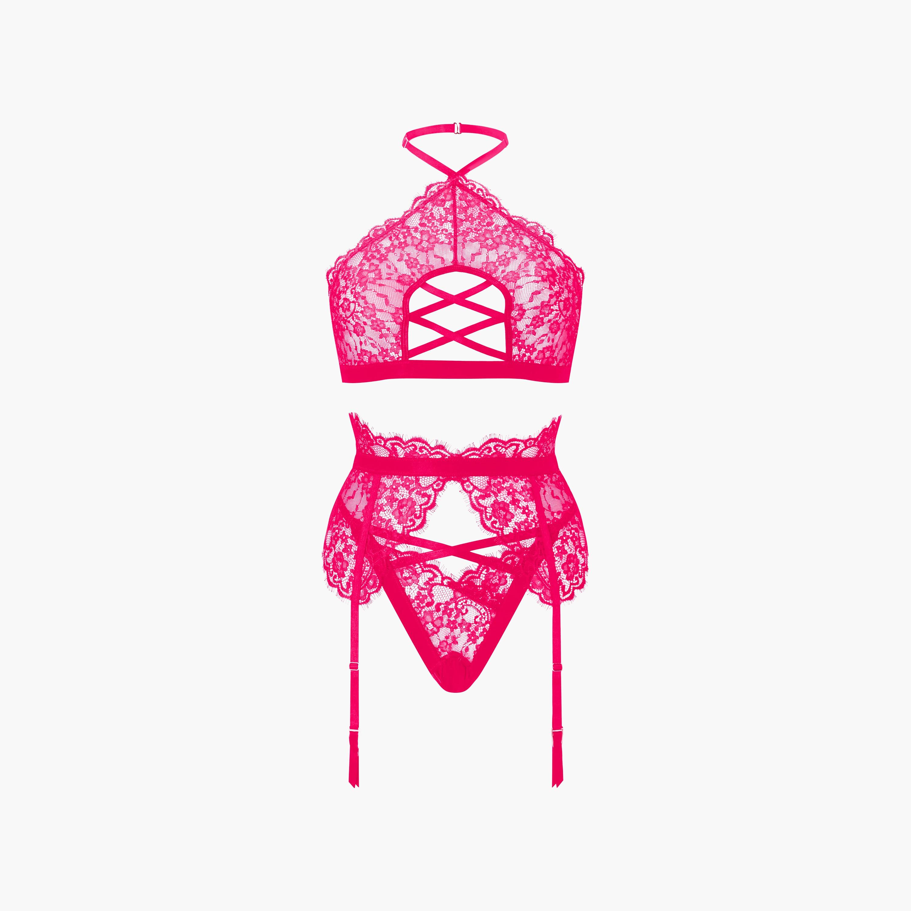 طقم لانجري نسائي مفتوح "لايرا" من الدانتيل بنقشة الزهور من آن سمرز-women-clothing-lingerie-lingeriesets-image-4