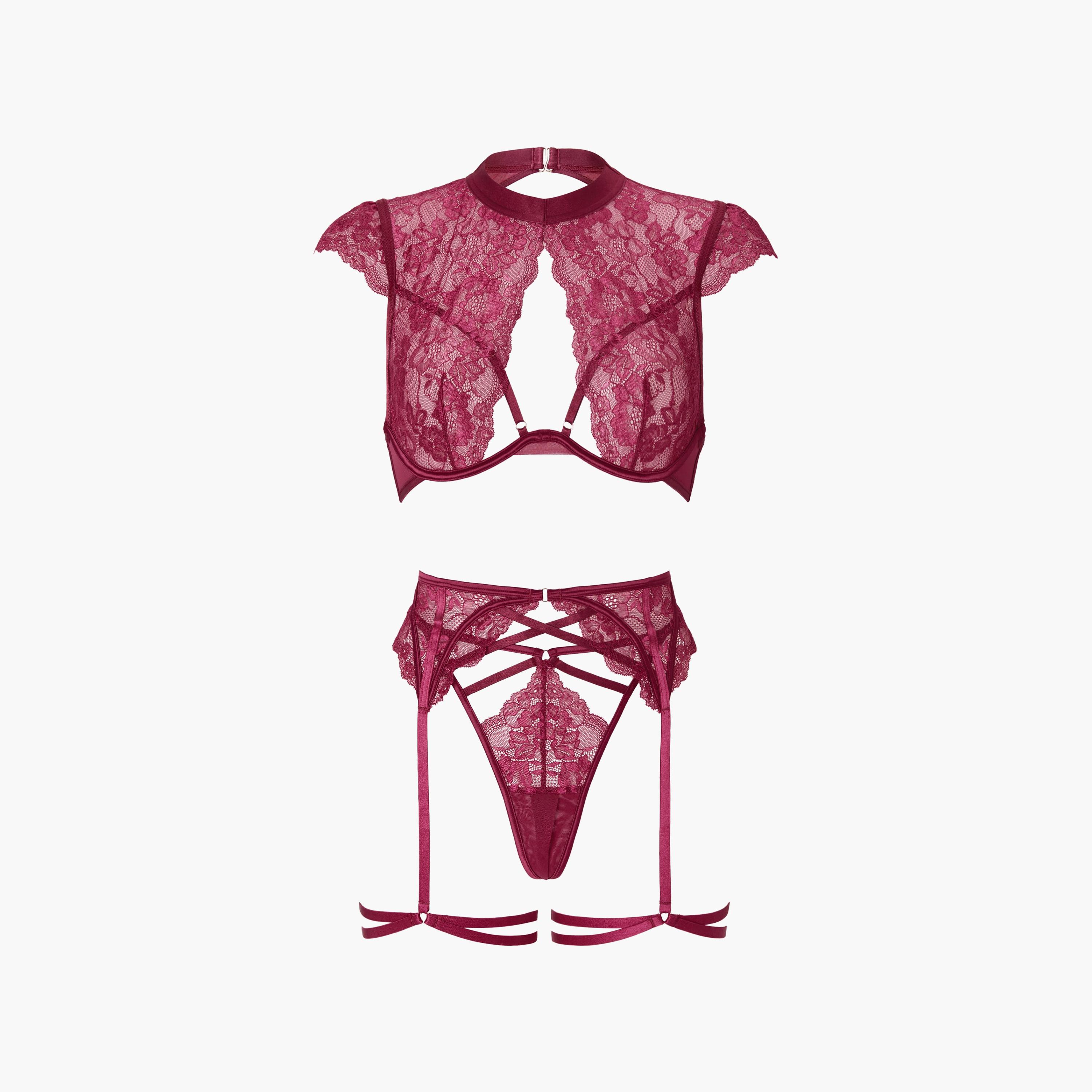 طقم لانجري نسائي مفتوح مثير من الدانتيل بنقشة الزهور من آن سمرز-women-clothing-lingerie-lingeriesets-image-4