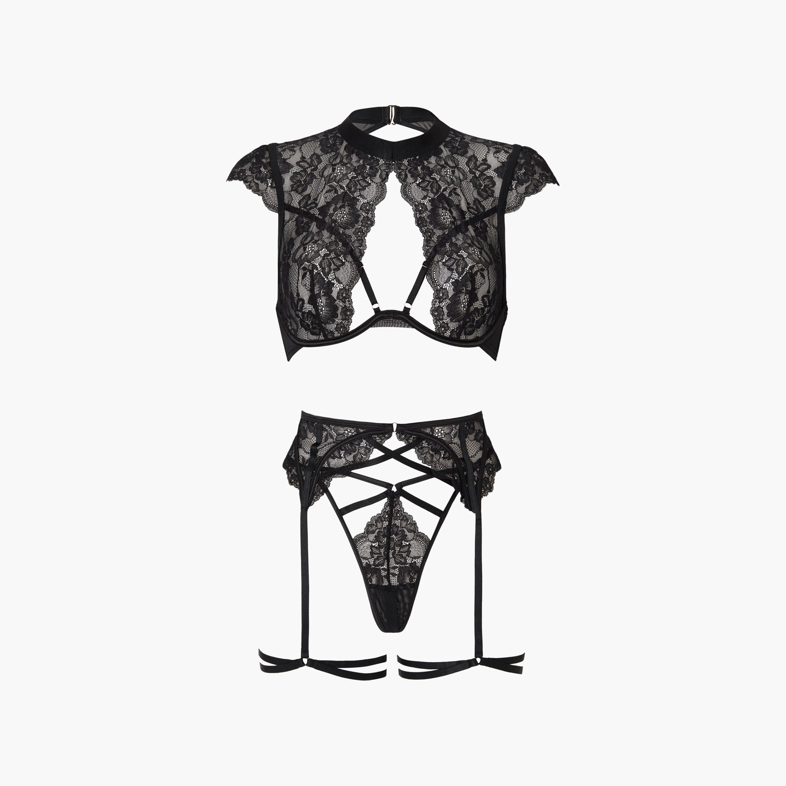 طقم لانجري نسائي مفتوح مثير من الدانتيل بنقشة الزهور من آن سمرز-women-clothing-lingerie-lingeriesets-image-4