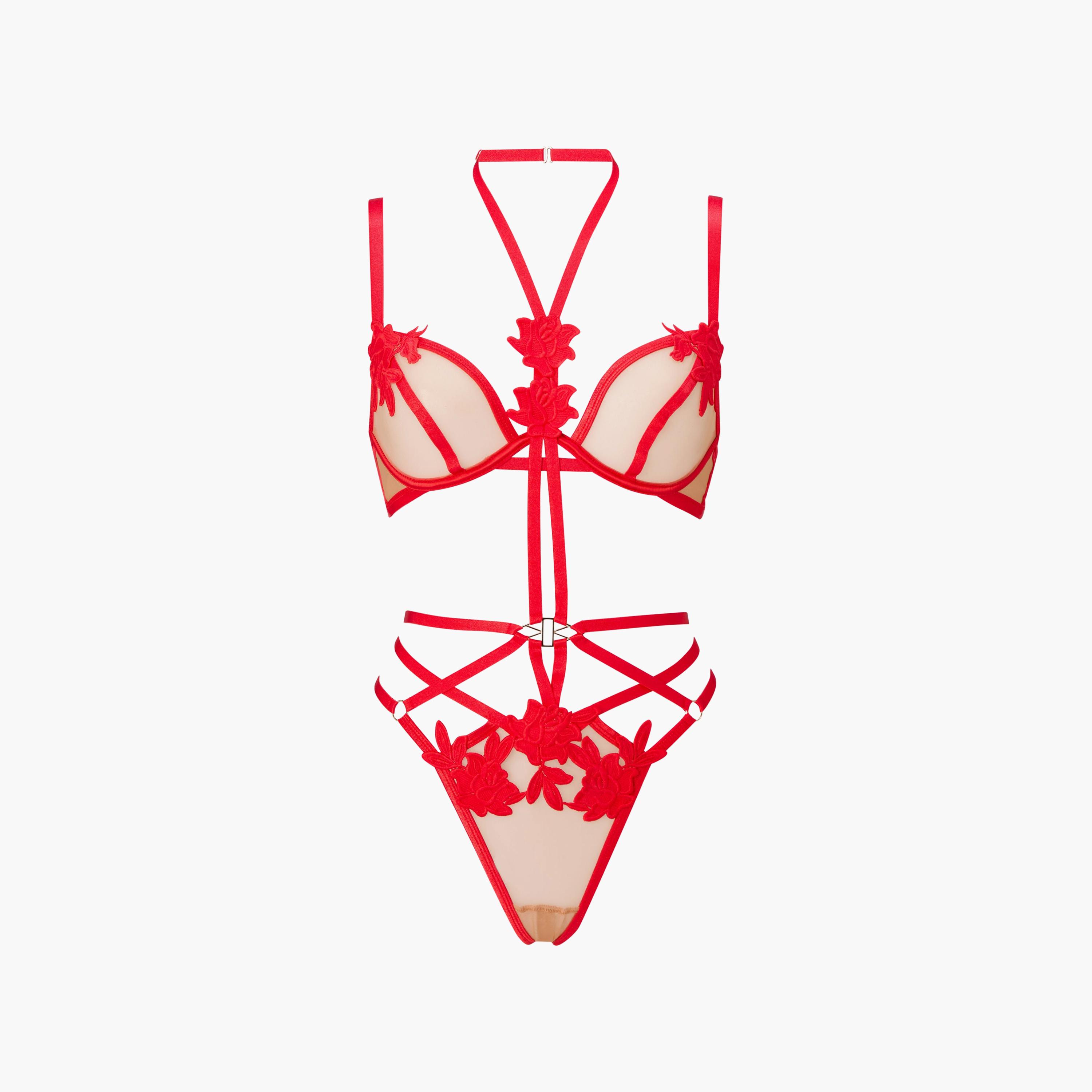Ann Summers Erotic Red Straps Detailed Wired Medium Support Unlined Women's Bodysuit-women-clothing-lingerie-babydollsandbodysuits-image-4