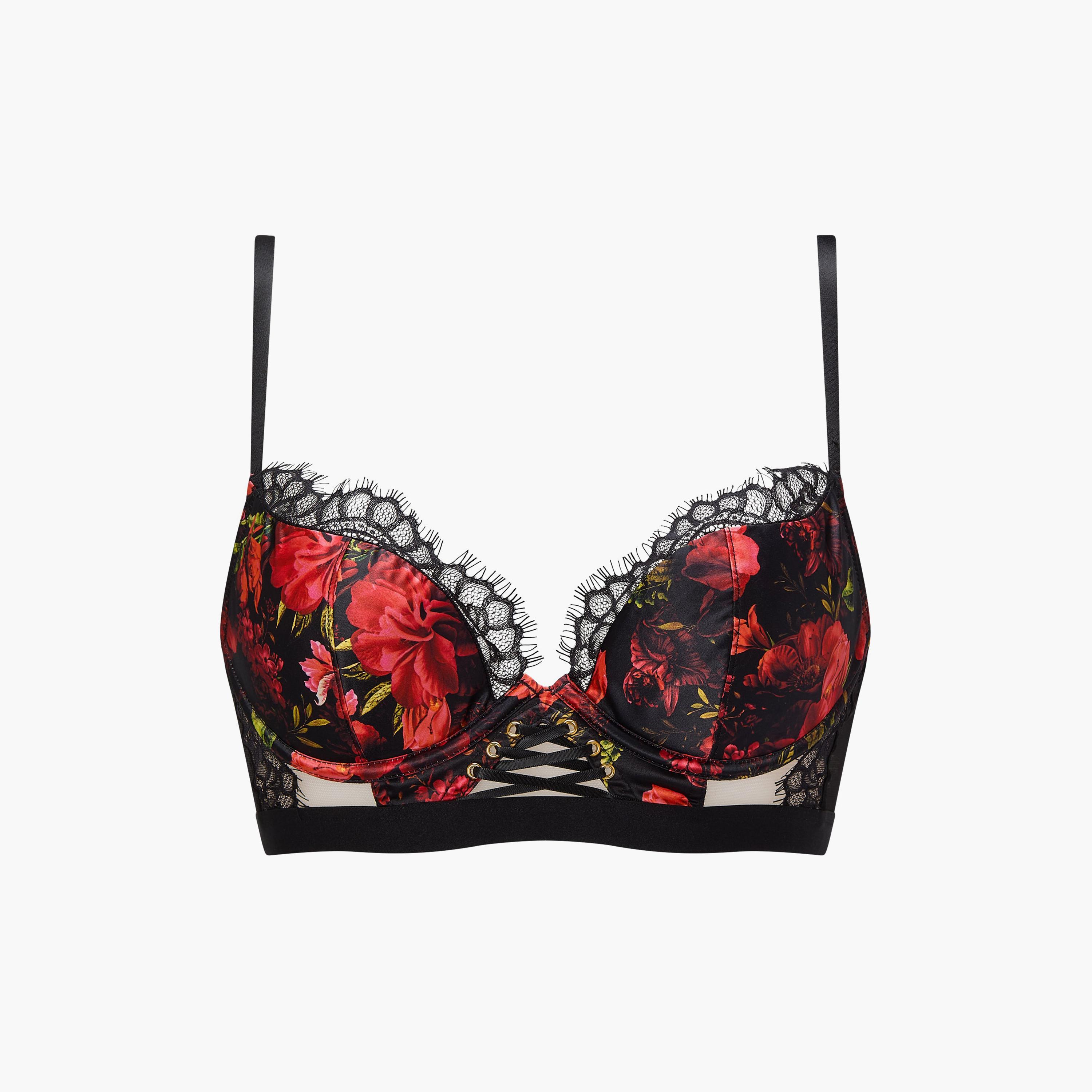 Ann Summers Enchanting Rose Multicolour Floral Print Wired Medium Support Padded Women's Plunge Bra-women-clothing-lingerie-bras-image-5