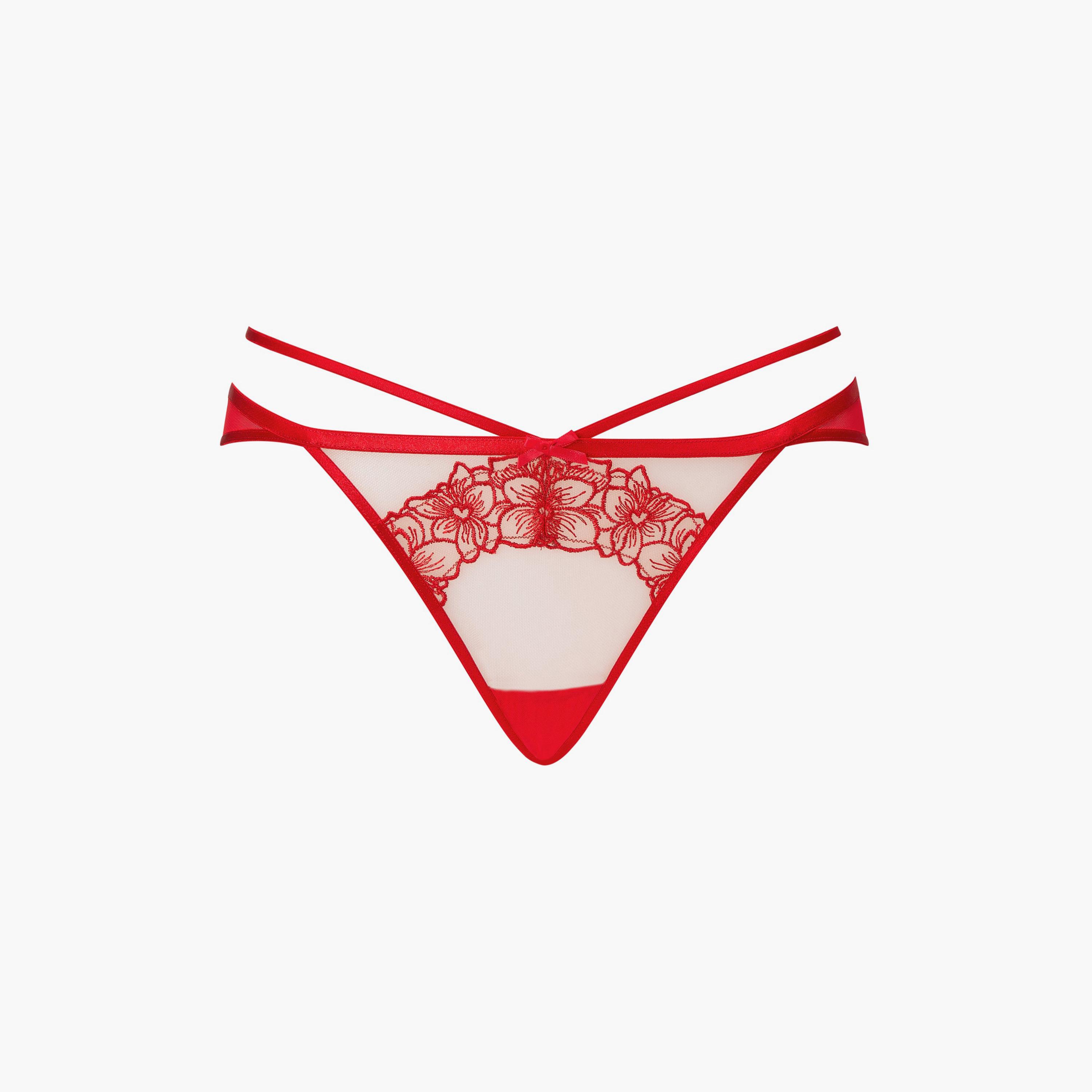 سروال داخلي نسائي "برازيلي" مطرز بزهور حمراء وتغطية متوسطة أفاير من آن سامرز-women-clothing-lingerie-panties-image-6