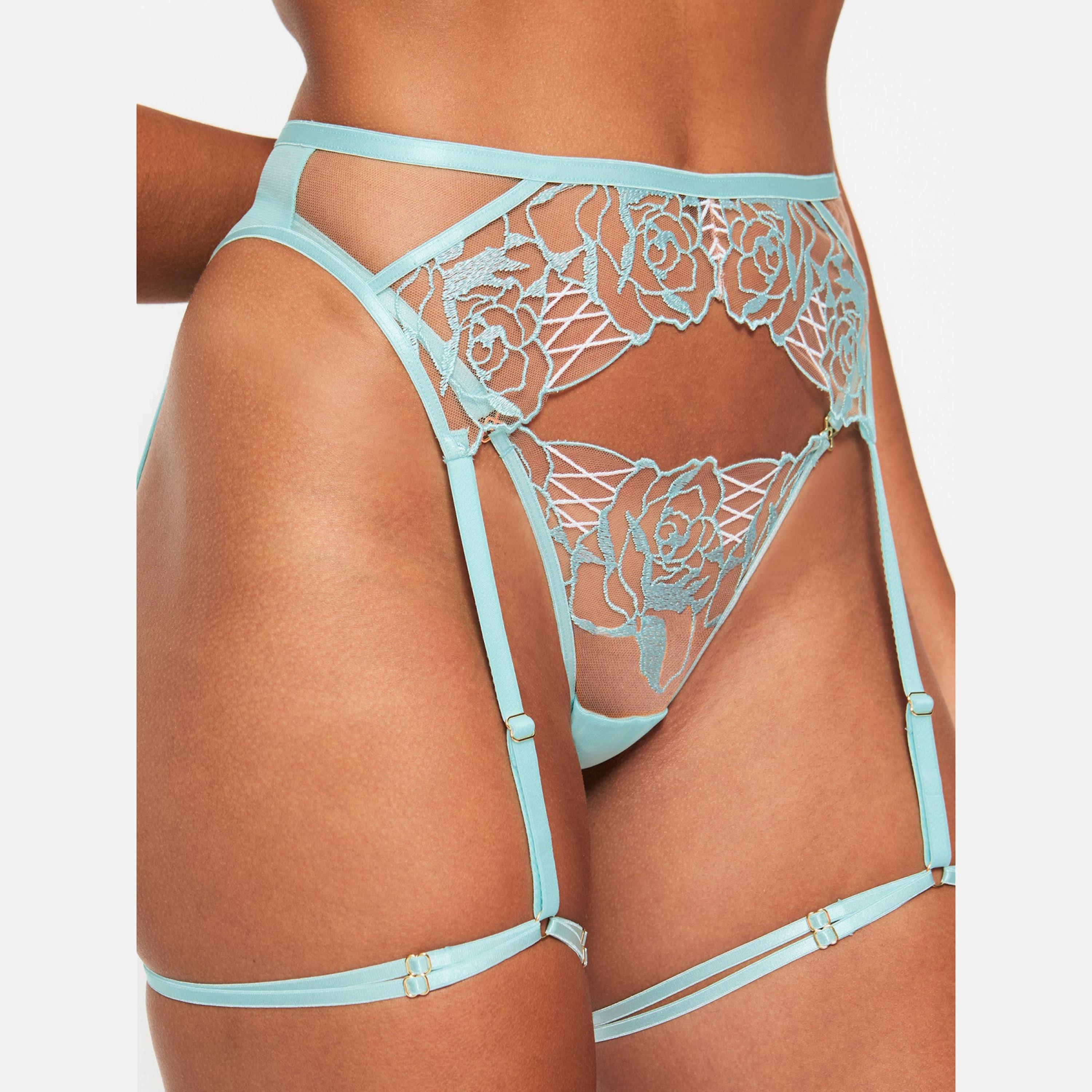 حزام رباط (جارتير) أزرق مطرز بالزهور ديفوتد تو يو من آن سامرز-women-clothing-lingerie-lingerieaccessories-image-3