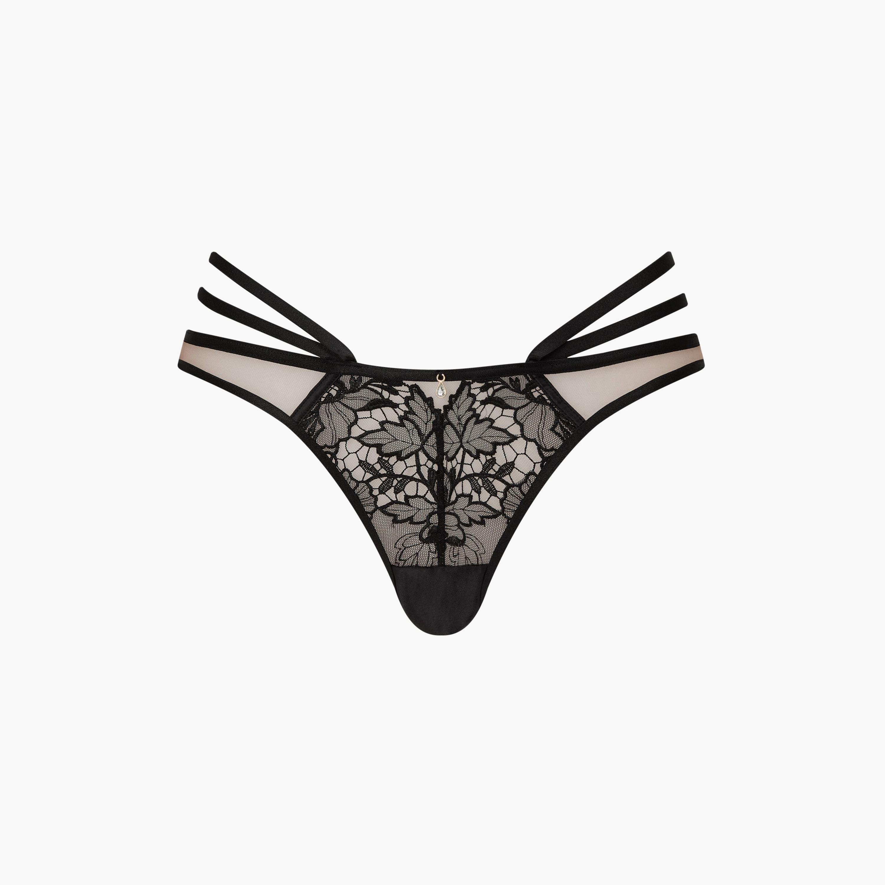 Ann Summers Untold Desire Black Embroidered Medium Coverage Women's Brazilian Panties-women-clothing-lingerie-panties-image-6