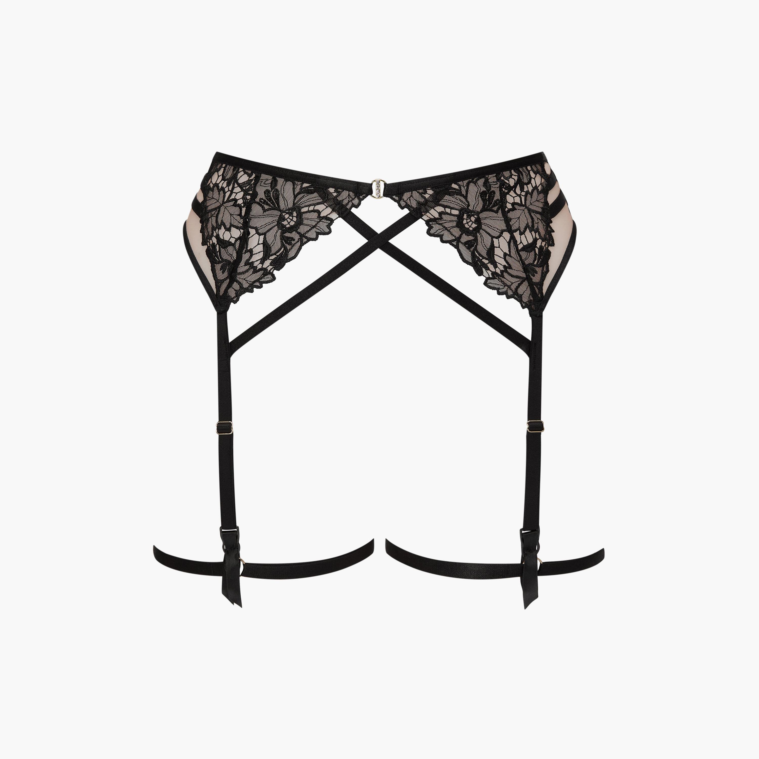 حزام رباط (جارتير) أسود بدانتيل مطرز بالزهور أنتولد ديزاير من آن سامرز-women-clothing-lingerie-lingerieaccessories-image-5