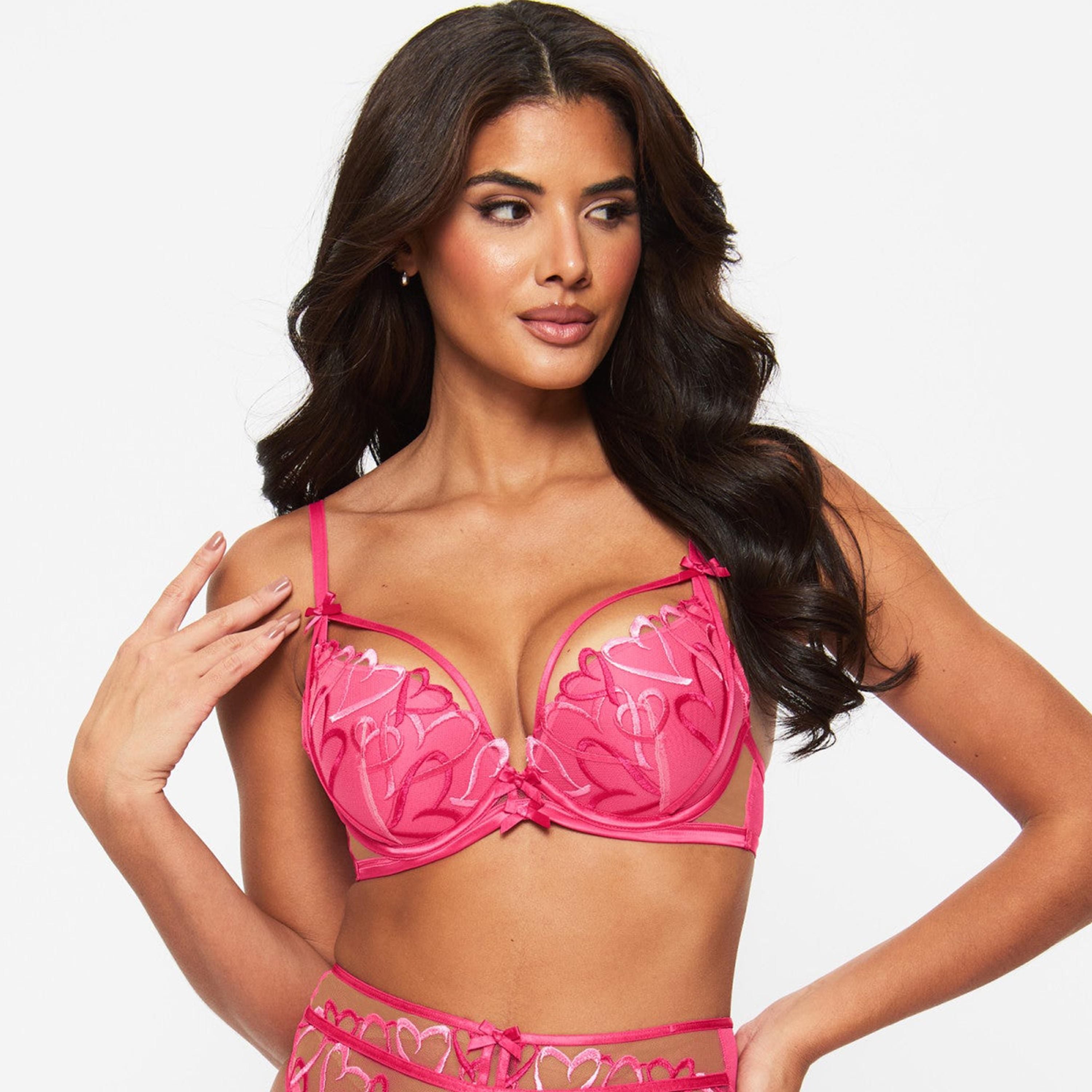 حمالة صدر "بلانج" وردية بتطريز قلوب وسلك سفلي ودعم متوسط وحشوة لاف ستراك من آن سامرز-women-clothing-lingerie-bras-image-1