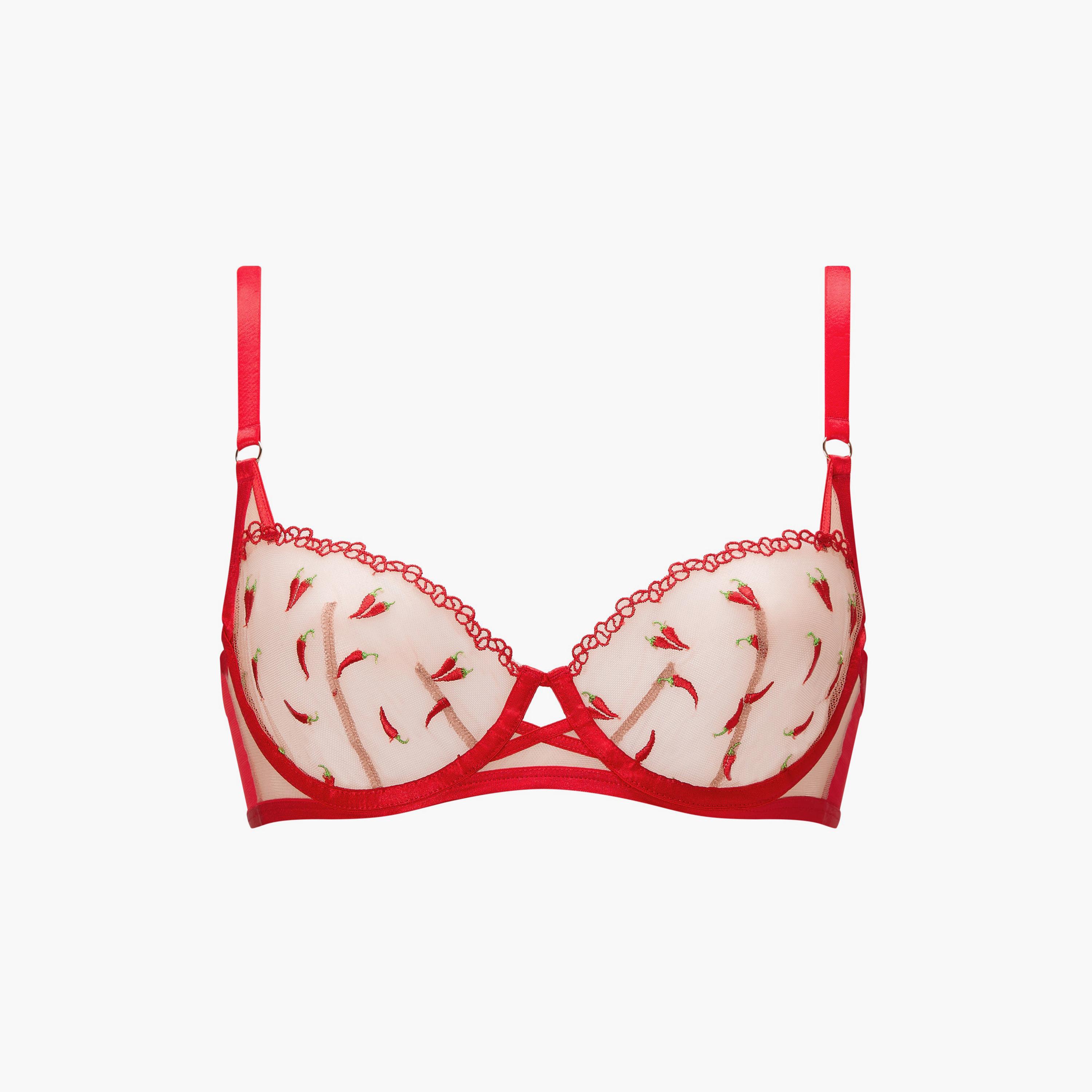 Ann Summers Hot Romance Red Chilly Embroidered Wired Light Support Unlined Women's Balconette Bra-women-clothing-lingerie-bras-image-6