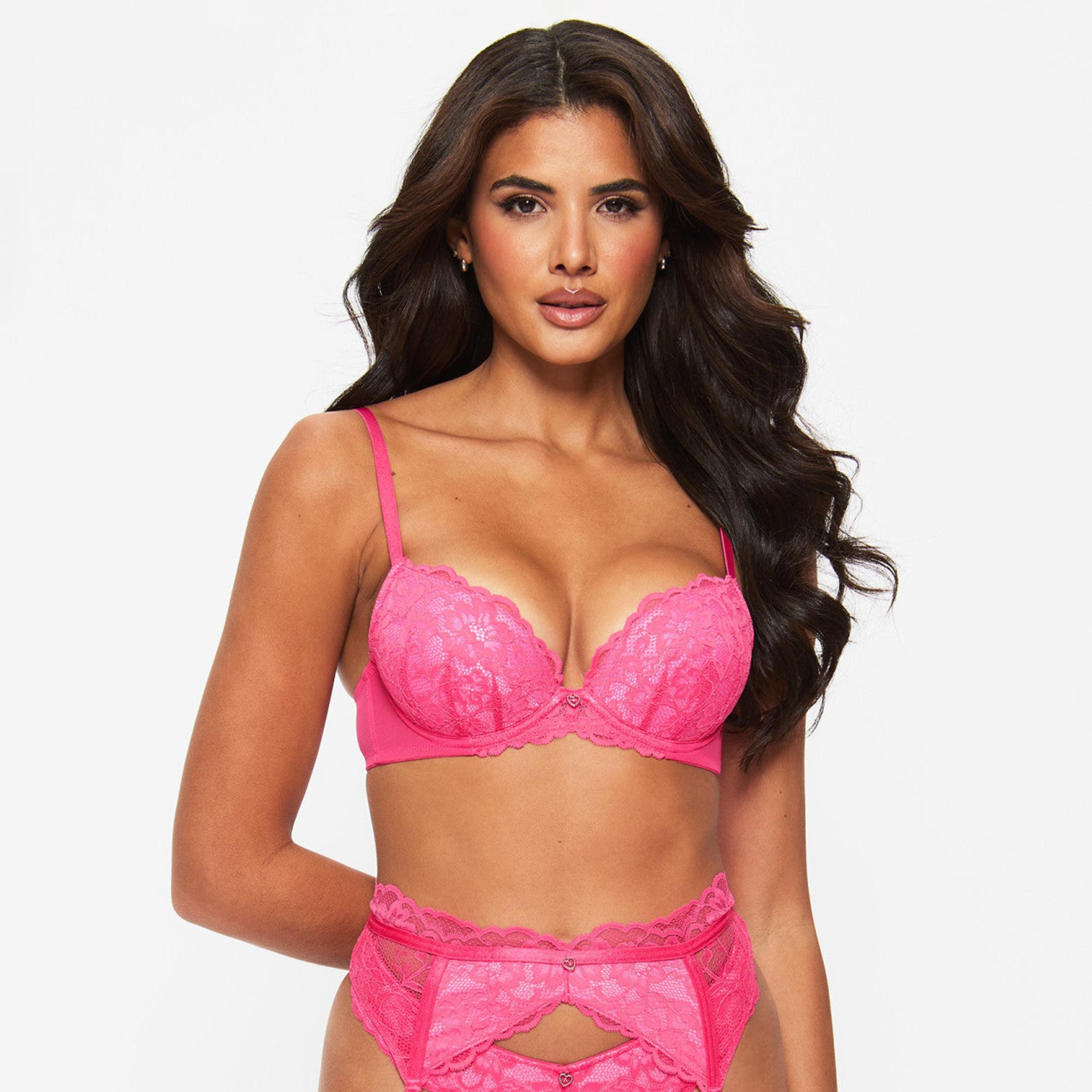 حمالة صدر "بلانج" وردية بدانتيل زهور وسلك سفلي ودعم متوسط وحشوة سيكسي من آن سامرز-women-clothing-lingerie-bras-image-1