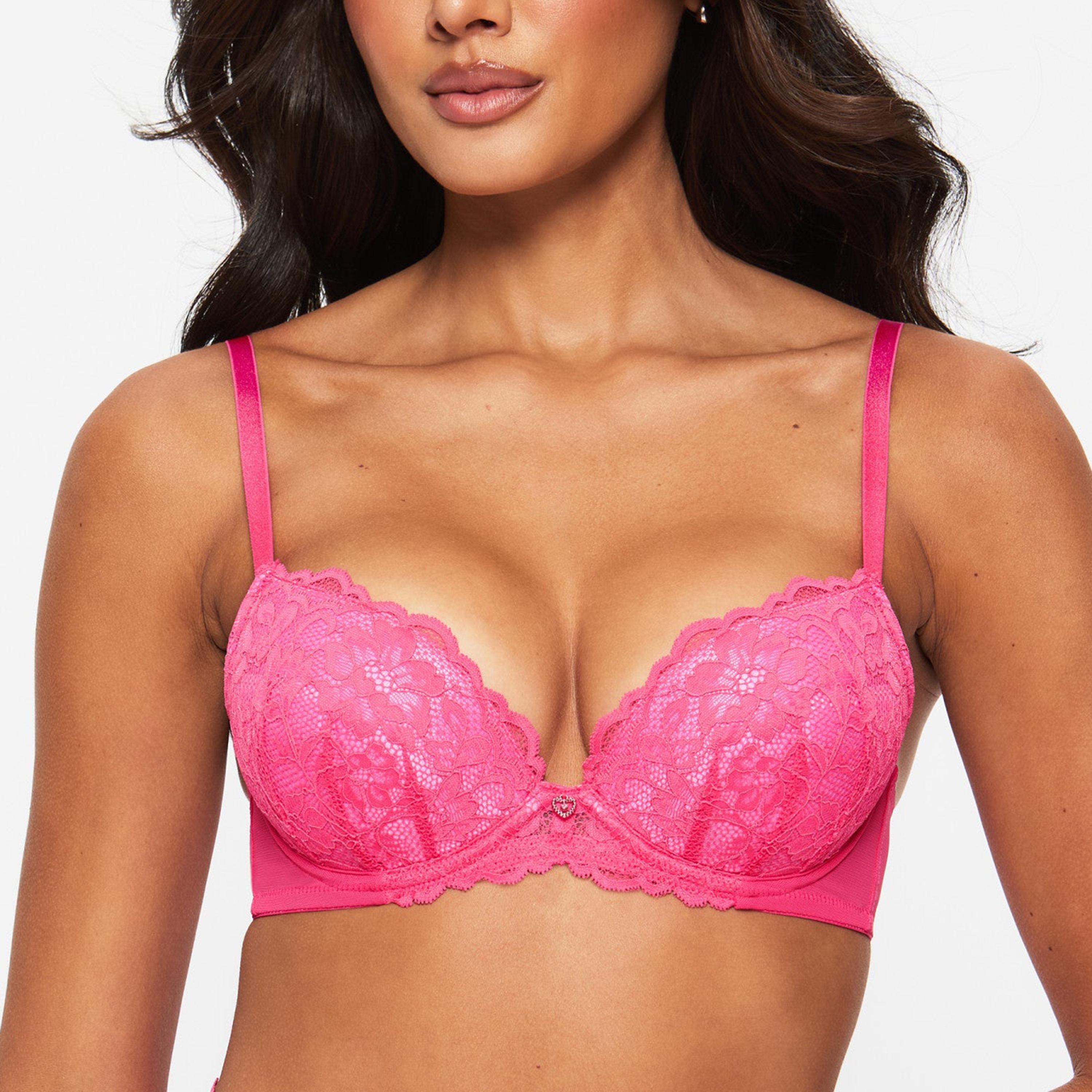 Ann Summers Sexy Pink Floral Lace Wired Medium Support Padded Women's Plunge Bra-women-clothing-lingerie-bras-image-4