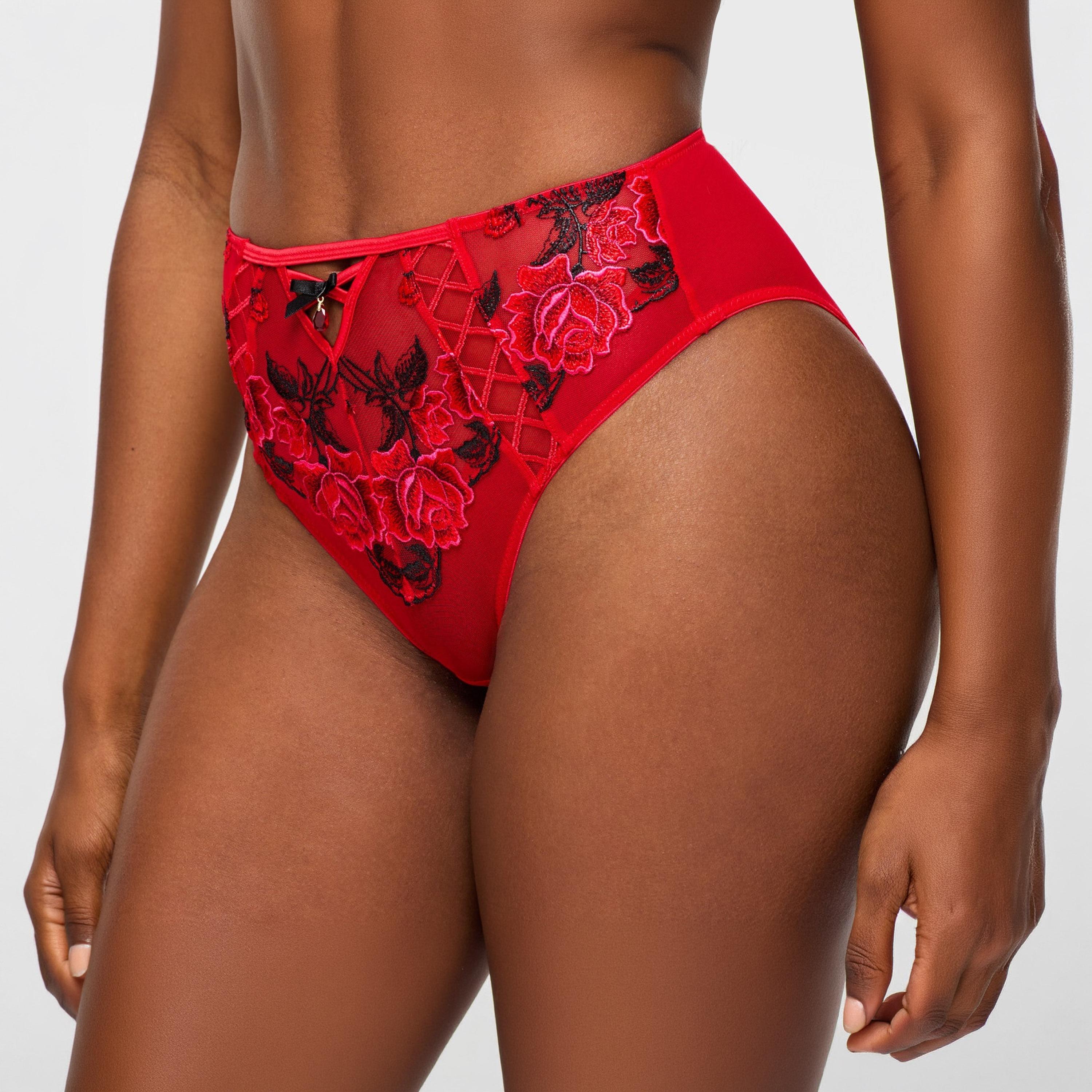Ann Summers Red Floral Lace Medium Coverage Women's Brazilian Panty-women-clothing-lingerie-panties-image-3
