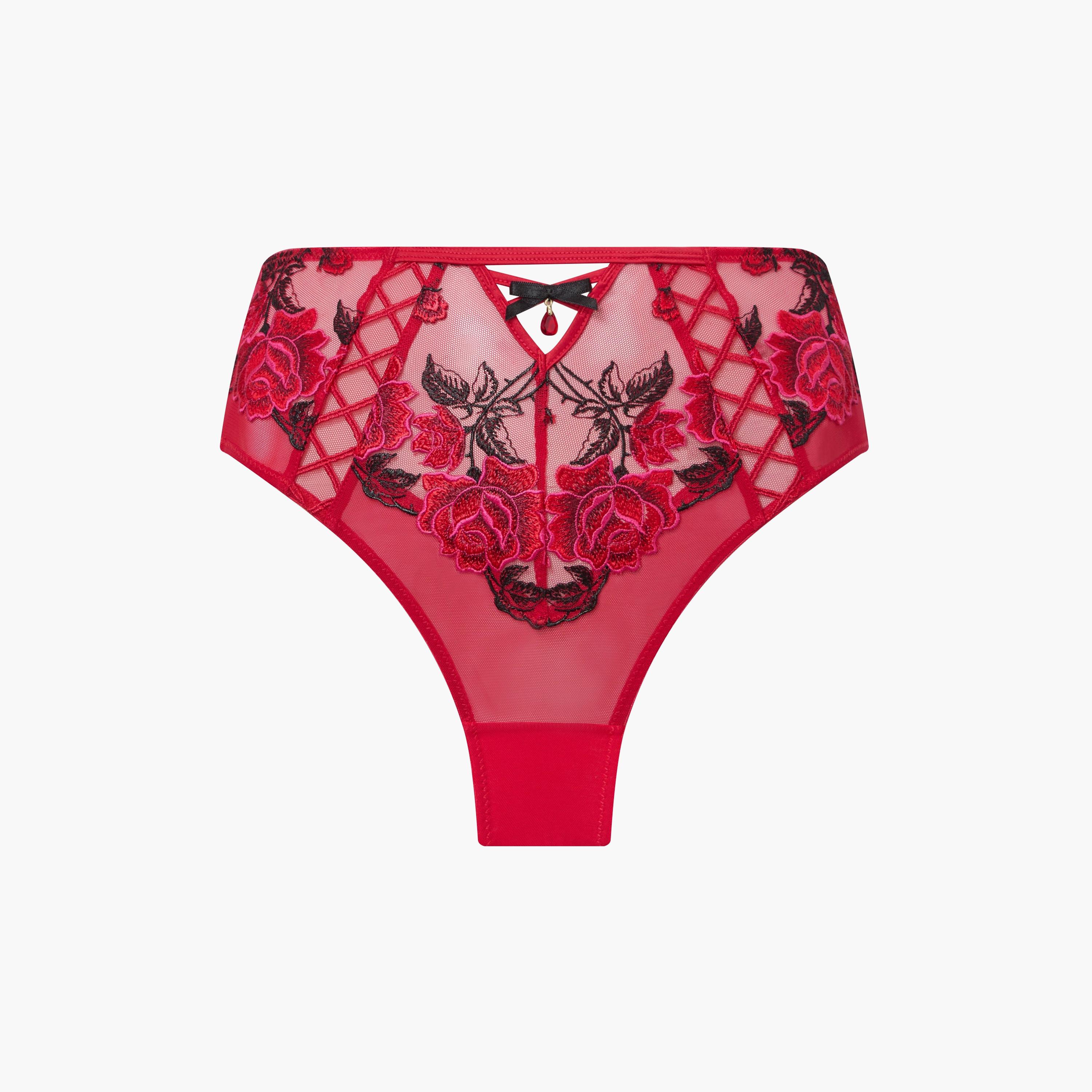 Ann Summers Red Floral Lace Medium Coverage Women's Brazilian Panty-women-clothing-lingerie-panties-image-6
