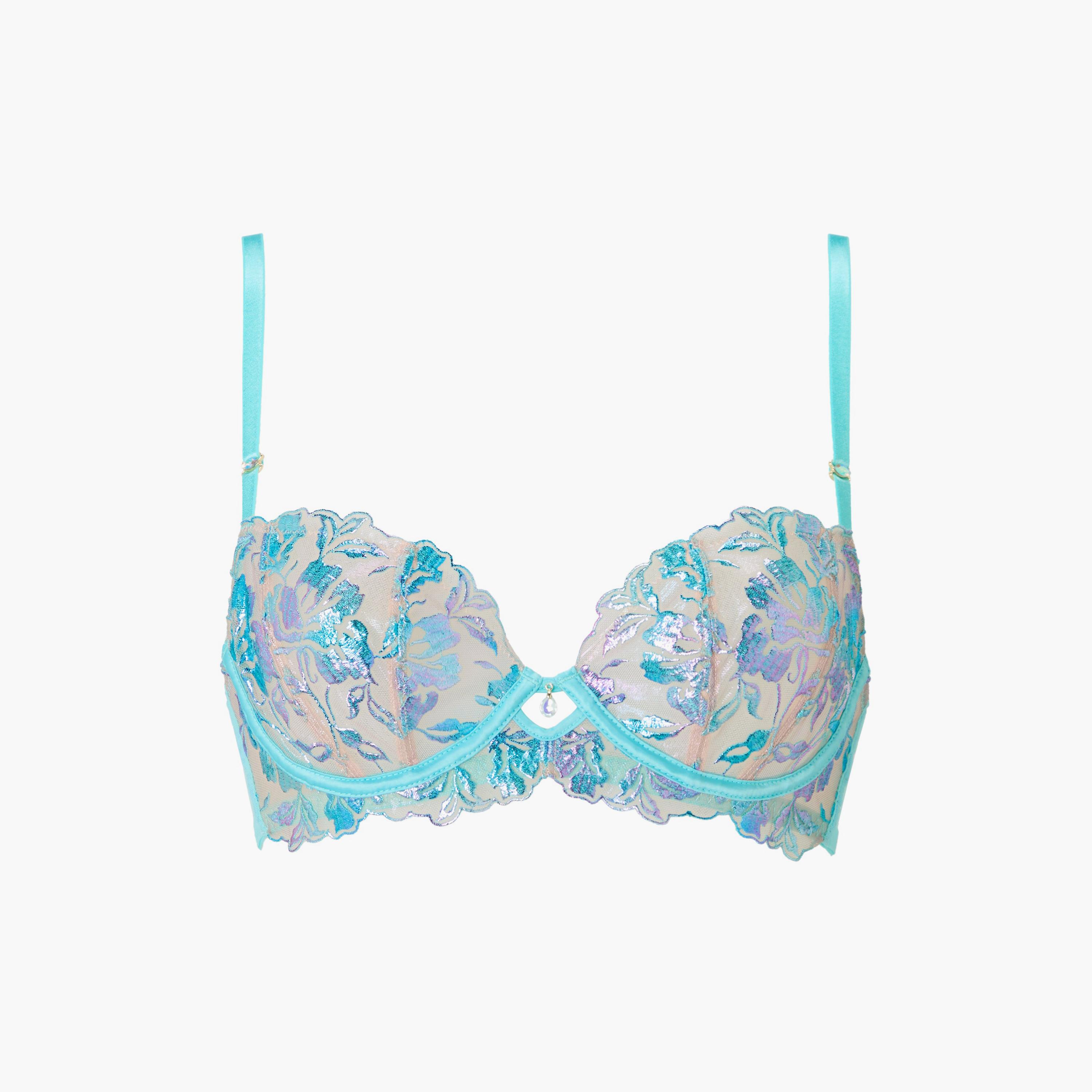 Ann Summers Euphoric Blue Floral Embroidered Wired Medium Support Unlined Women's Balconette Bra-women-clothing-lingerie-bras-image-6