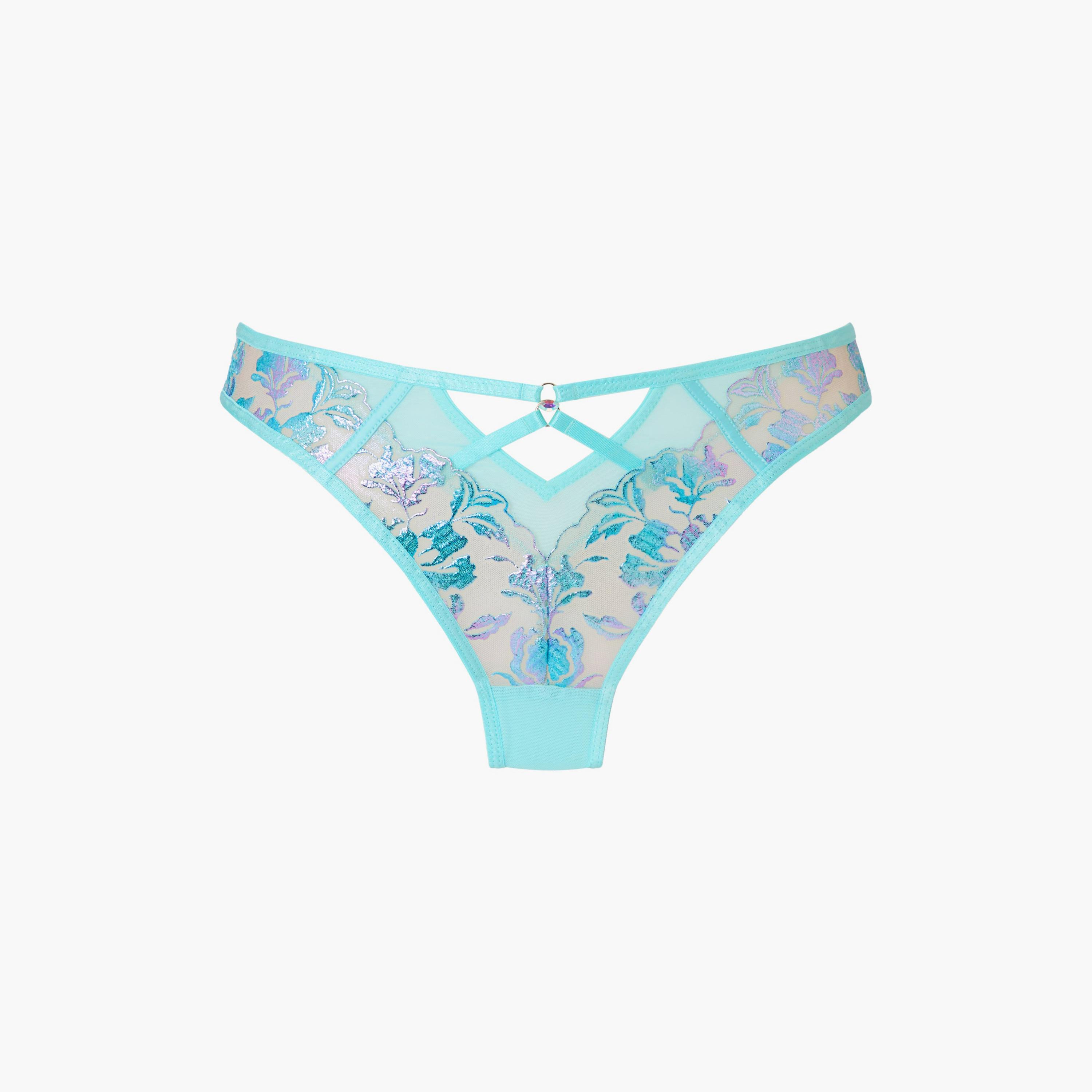 Ann Summers Euphoric Blue Floral Embroidered Medium Coverage Women's Brazilian Panties-women-clothing-lingerie-panties-image-5