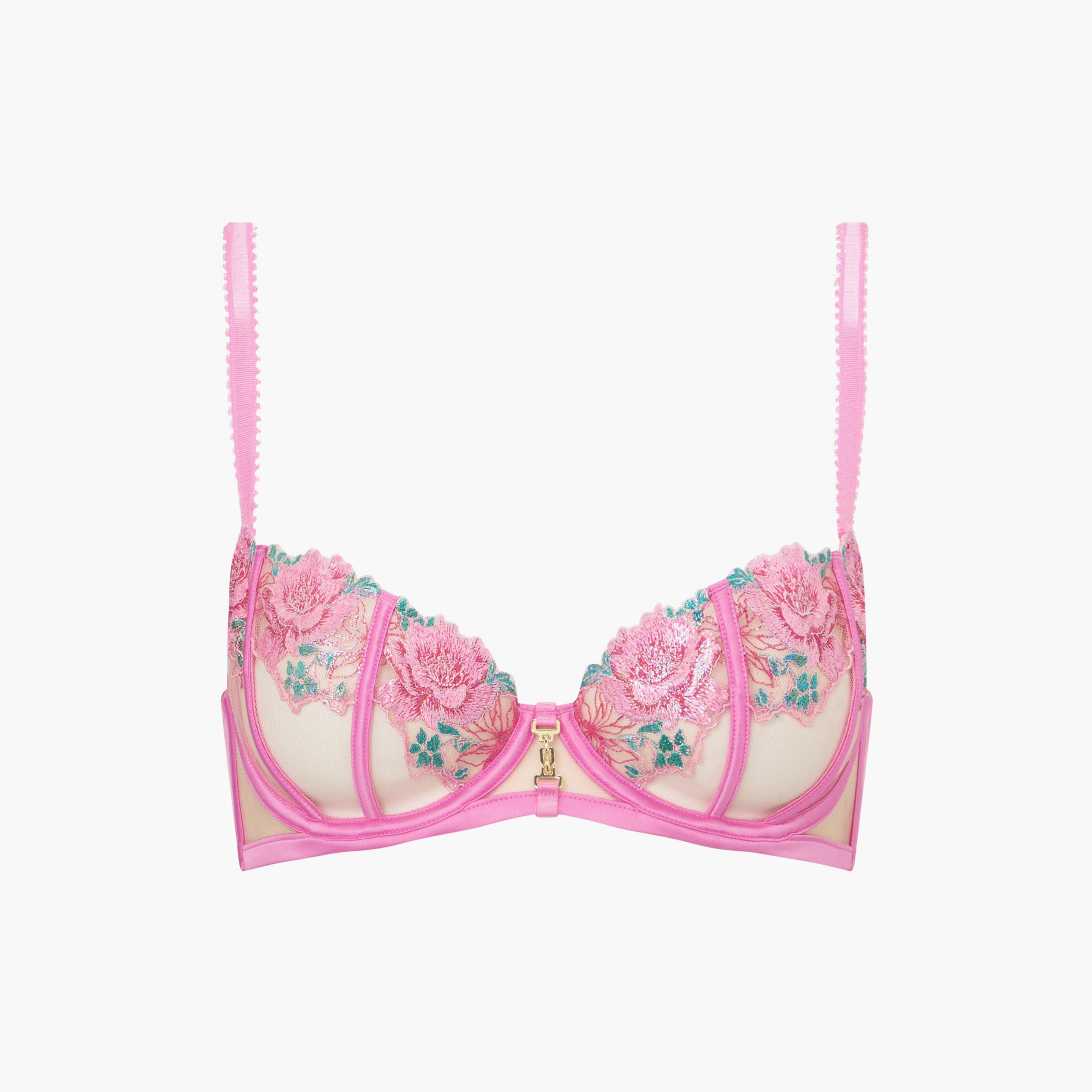 Ann Summers Caged Rose Pink Floral Embroidered Wired Medium Support Unlined Women's Balconette Bra-women-clothing-lingerie-bras-image-6