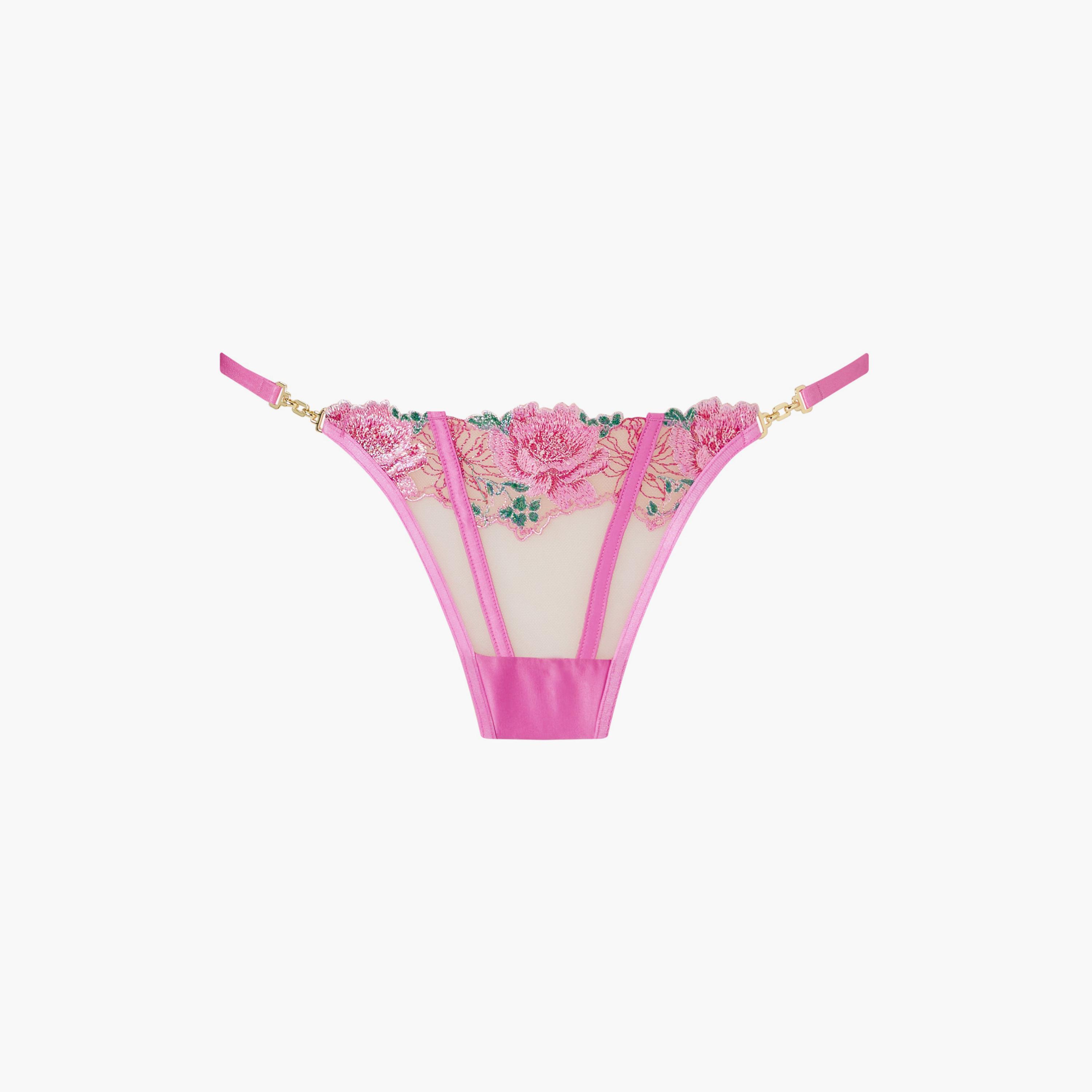 Ann Summers Caged Rose Pink Floral Embroidered Low Coverage Women's T-String Panties-women-clothing-lingerie-panties-image-5