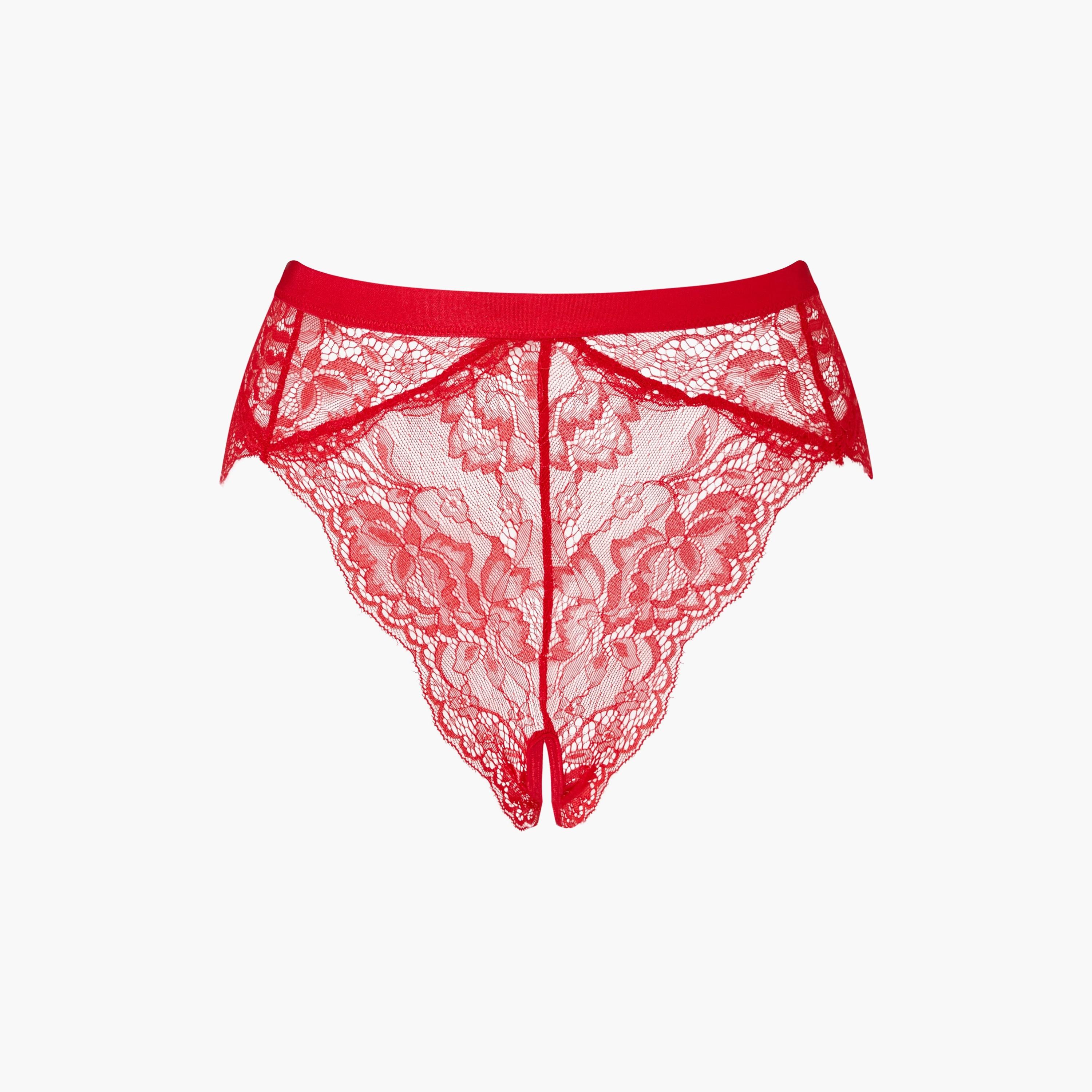 Ann Summers Unwrap Me Red Crotchless Lace Medium Coverage Women's Brazilian Panty-women-clothing-lingerie-panties-image-4