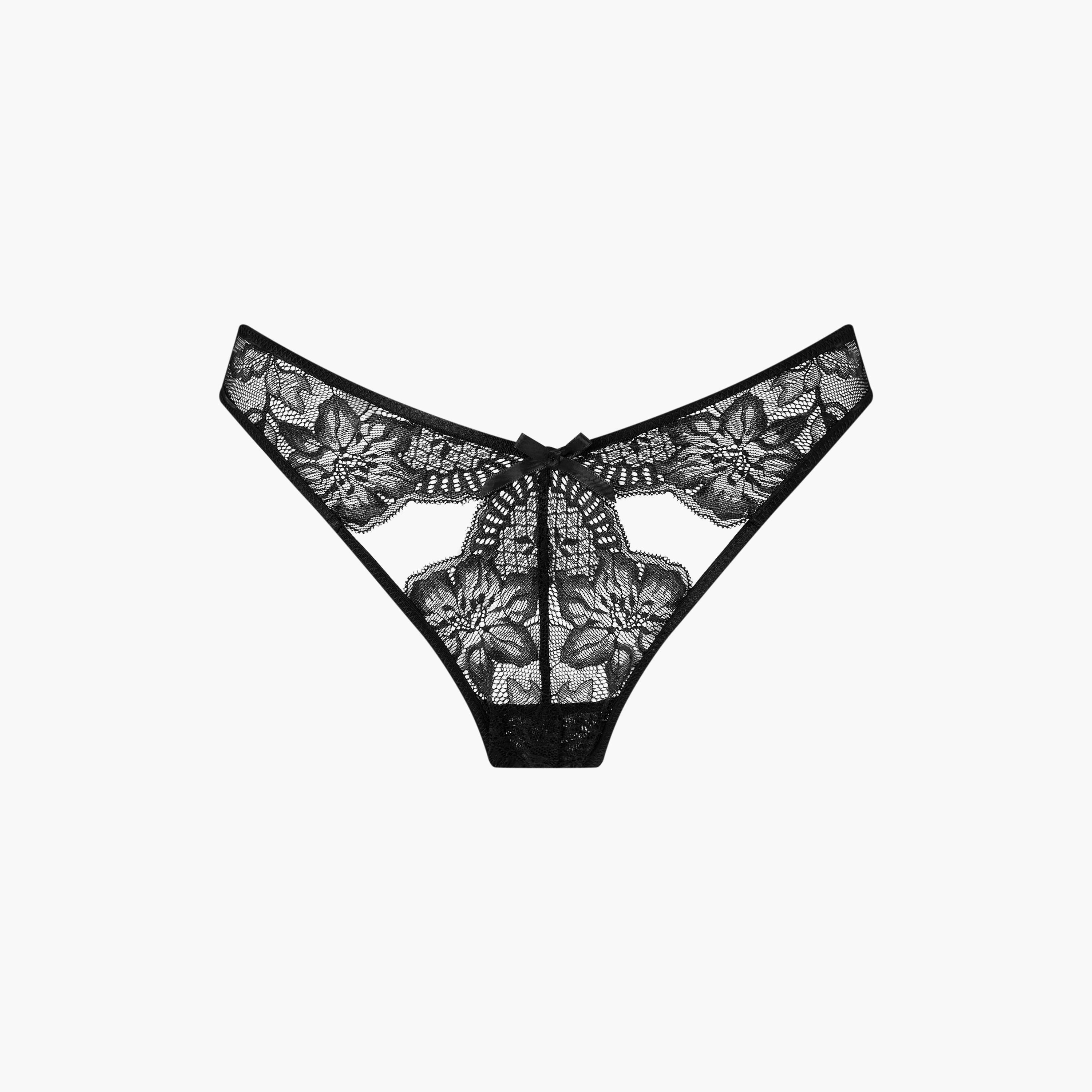Ann Summers Scandalous Black Crotchless Lace Medium Coverage Women's Brazilian Panty-women-clothing-lingerie-panties-image-3