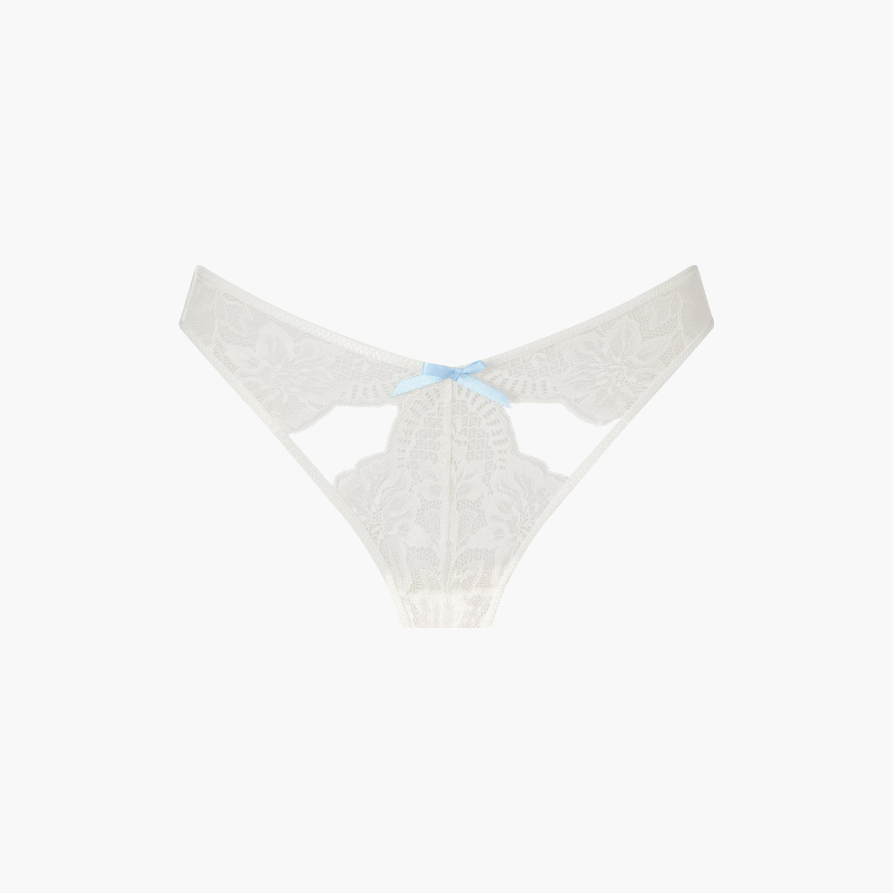 Ann Summers Scandalous Cream Crotchless Lace Medium Coverage Women's Brazilian Panty-women-clothing-lingerie-panties-image-3