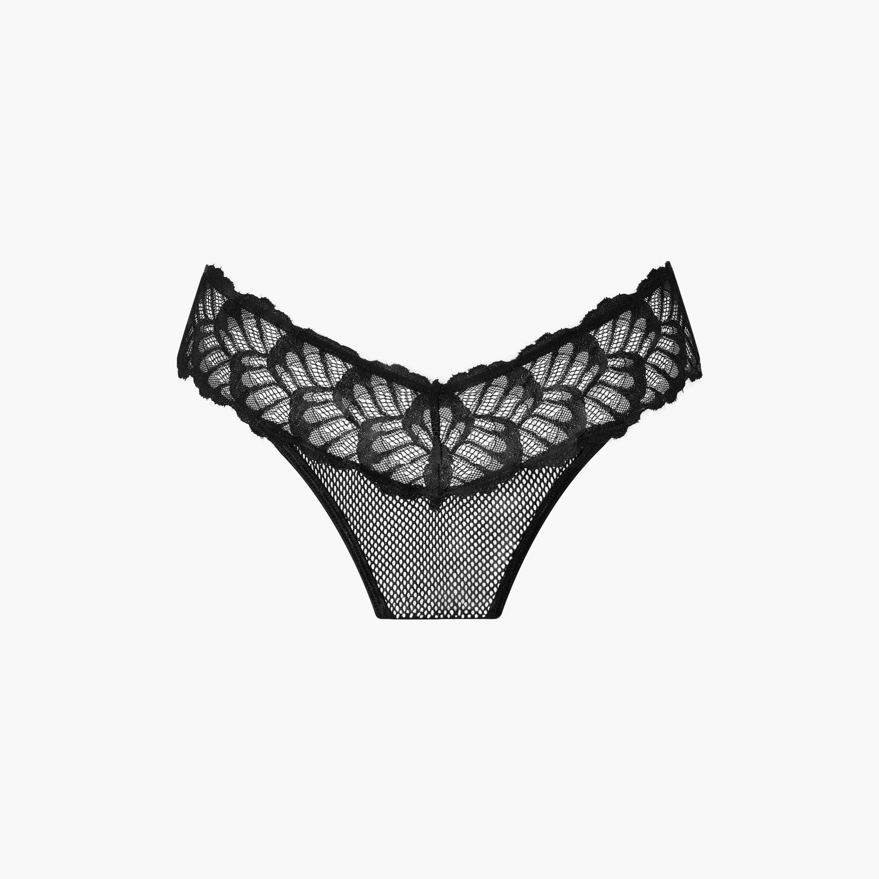 Ann Summers Kiss And Tell Black Crotchless Lace Medium Coverage Women's Brazilian Panty-women-clothing-lingerie-panties-image-3