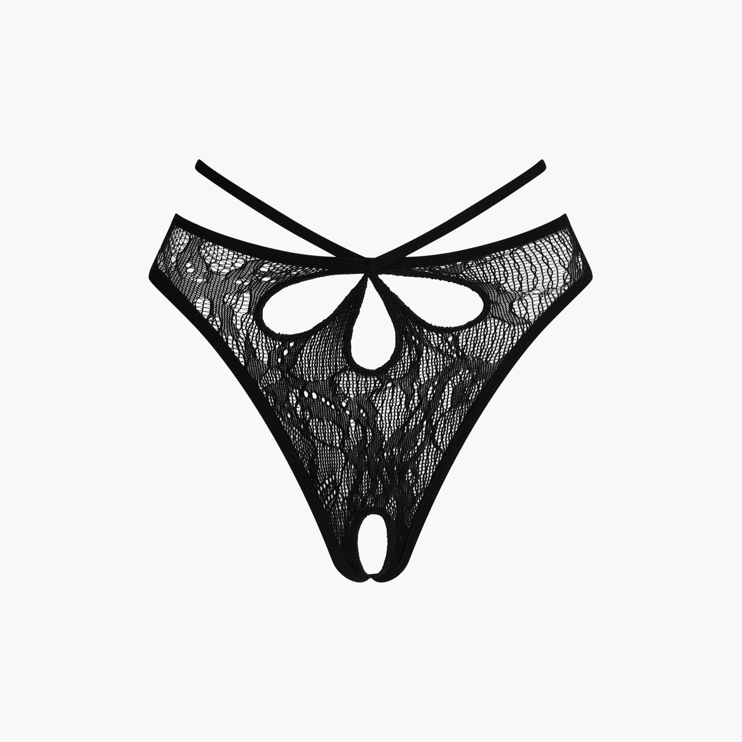 Ann Summers Dare Me Black Crotchless Lace Medium Coverage Women's Brazilian Panty-women-clothing-lingerie-panties-image-3