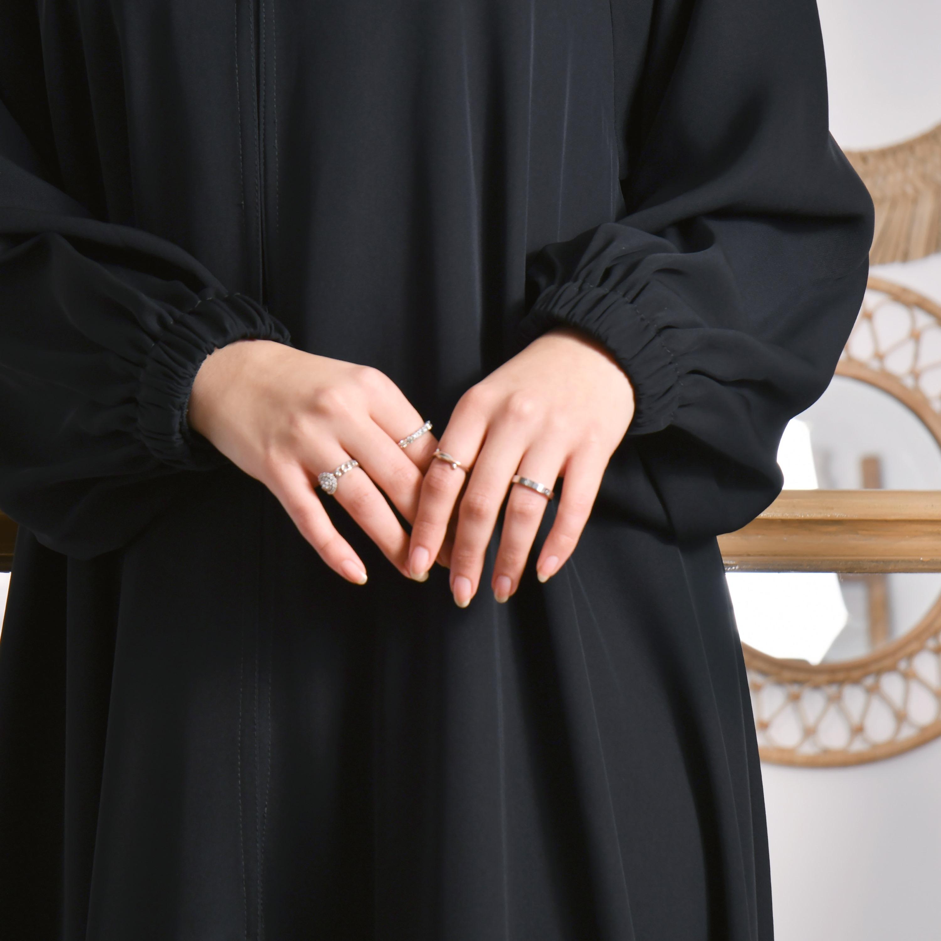 Hawraa Plain Abaya with Embroidered Hijab-women-arabicclothing-abayas-image-3
