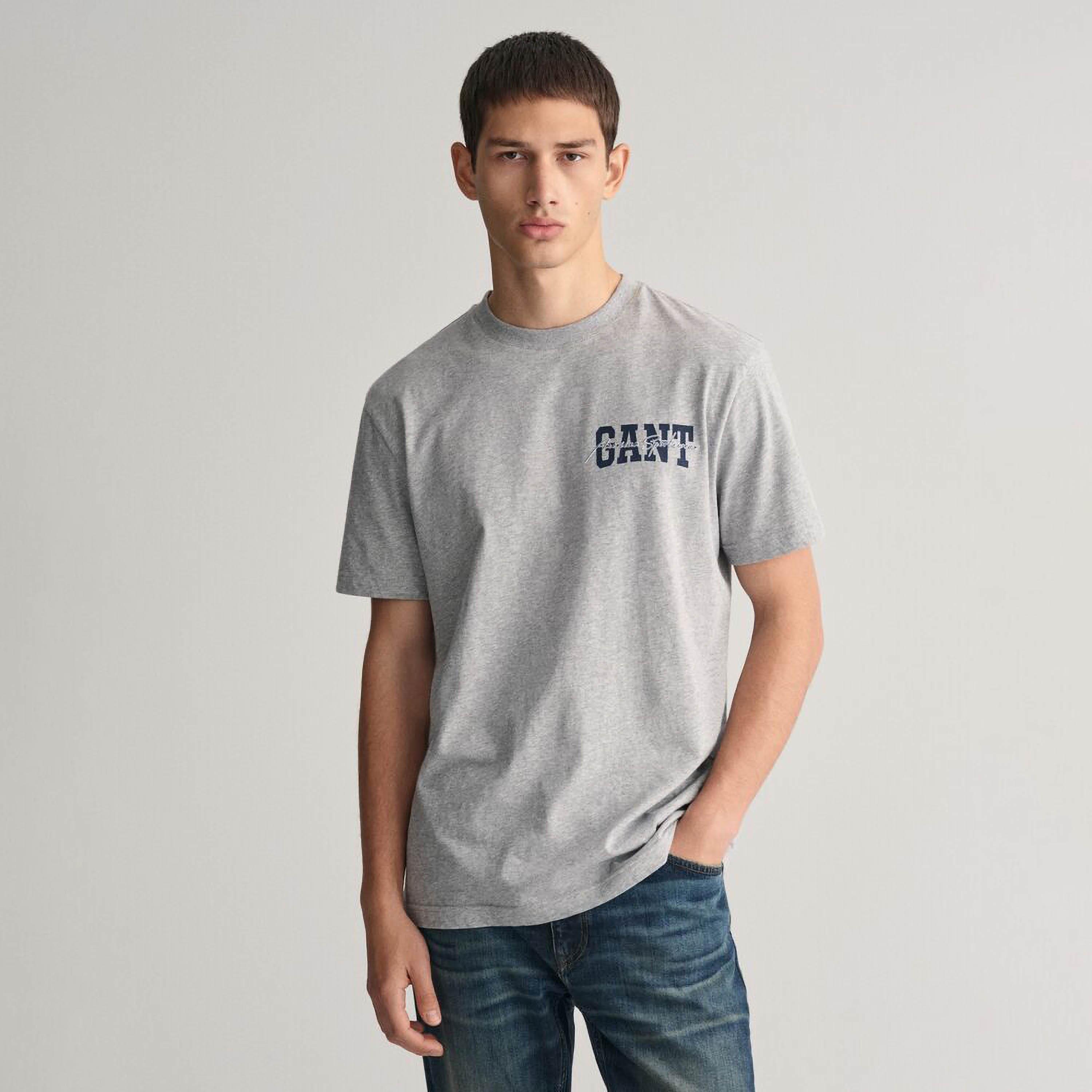 Gant Logo Print Round Neck Short Sleeves Men's T-Shirt-men-clothing-tshirtsandpolos-tshirts-image-1