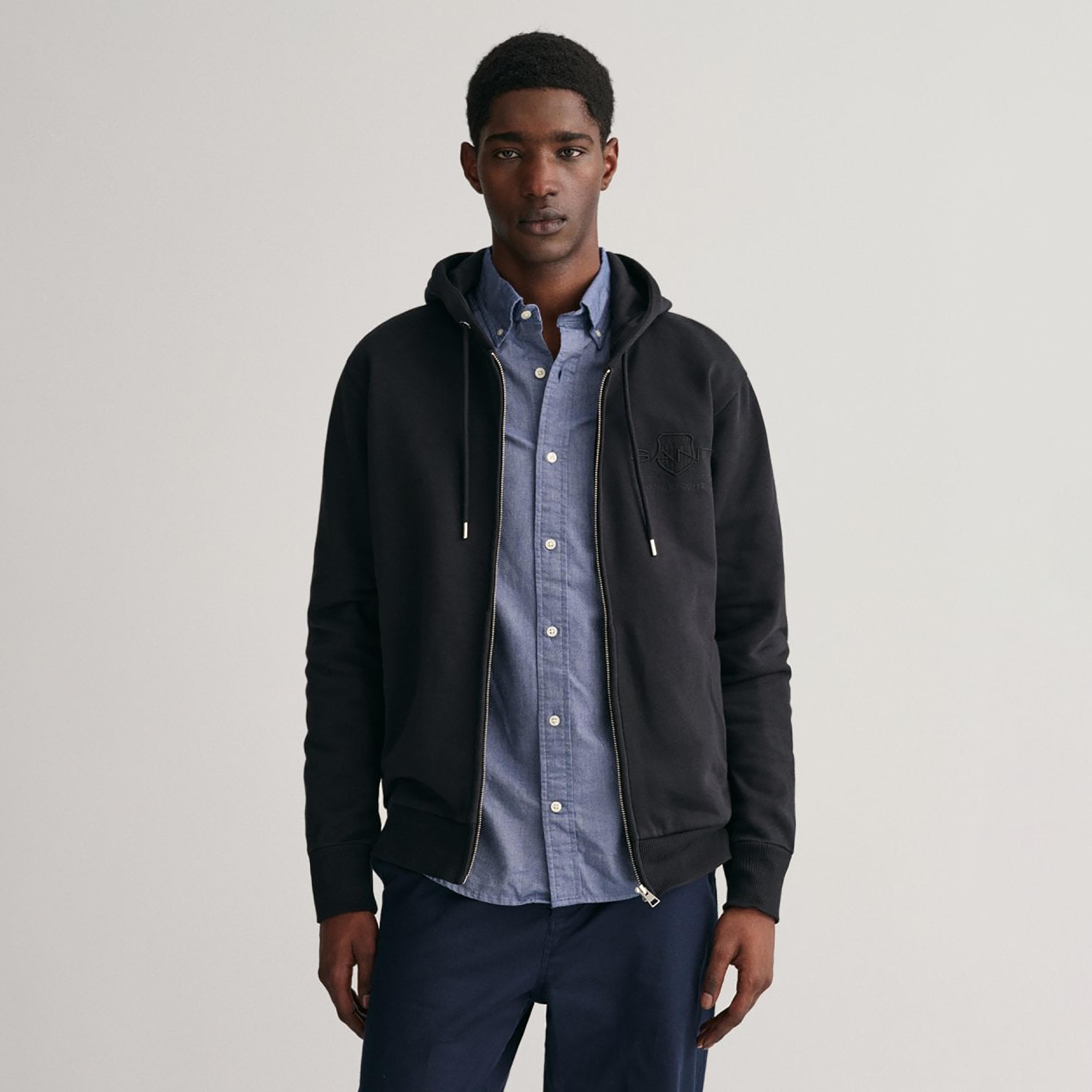 Gant Embroidered Logo Zip Through Hoodie-men-winterwear-hoodiesandsweatshirts-image-1