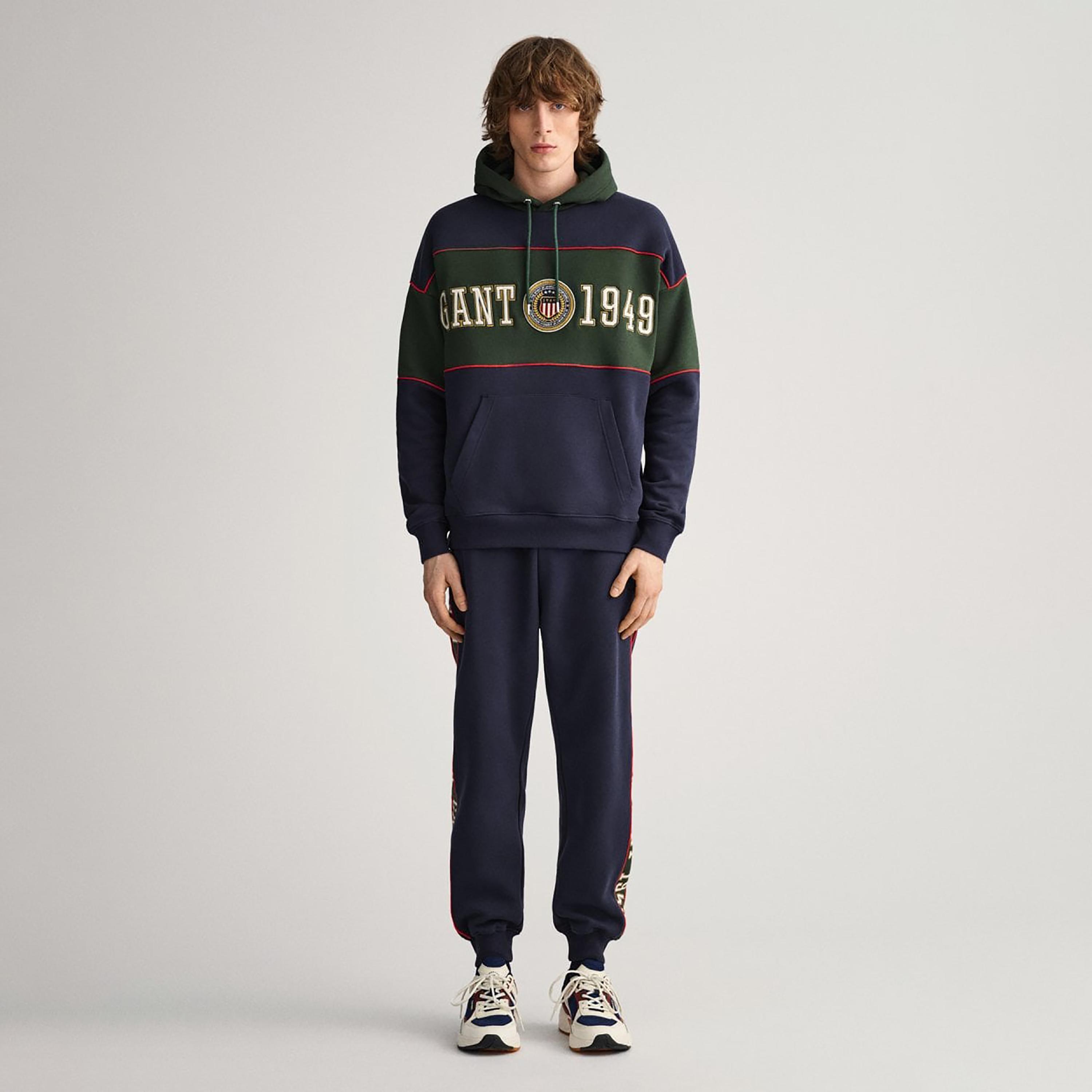 بنطال رياضي برباط متوسط الارتفاع مزين بشعار جانت-men-clothing-bottoms-joggers-image-2