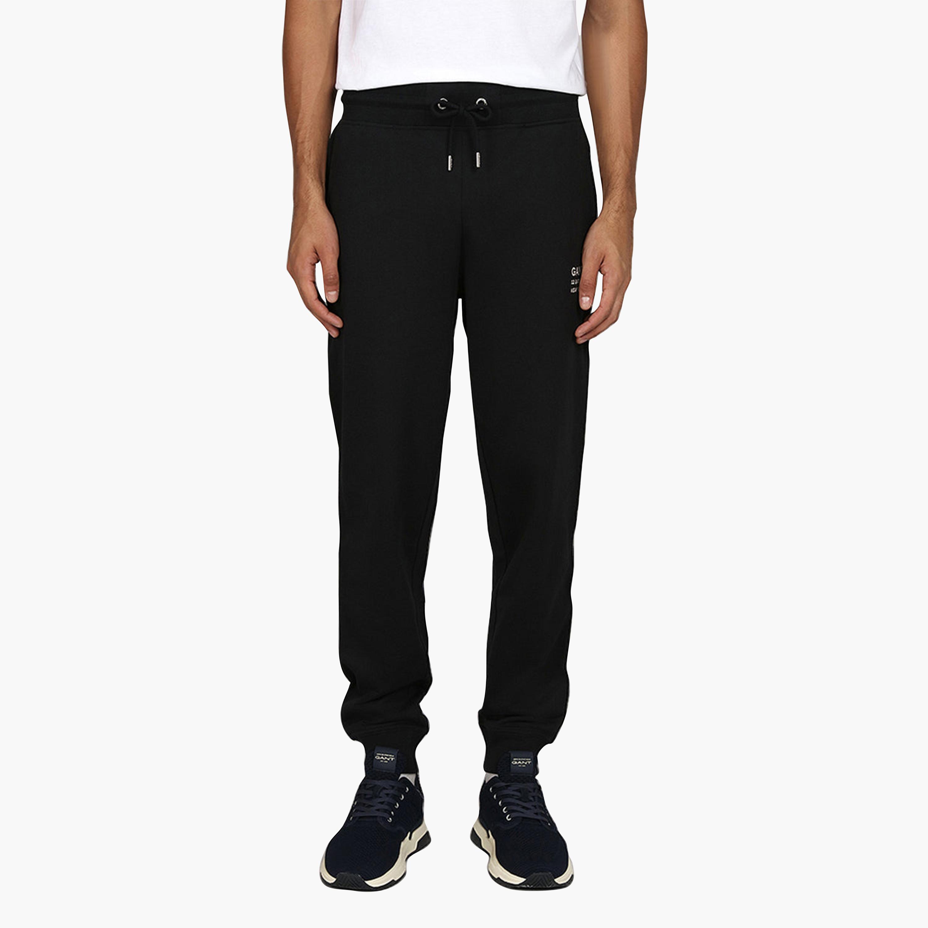 بنطلون رياضي رجالي بخصر متوسط وإغلاق برباط شد، سادة من جانت-men-clothing-bottoms-joggers-image-1