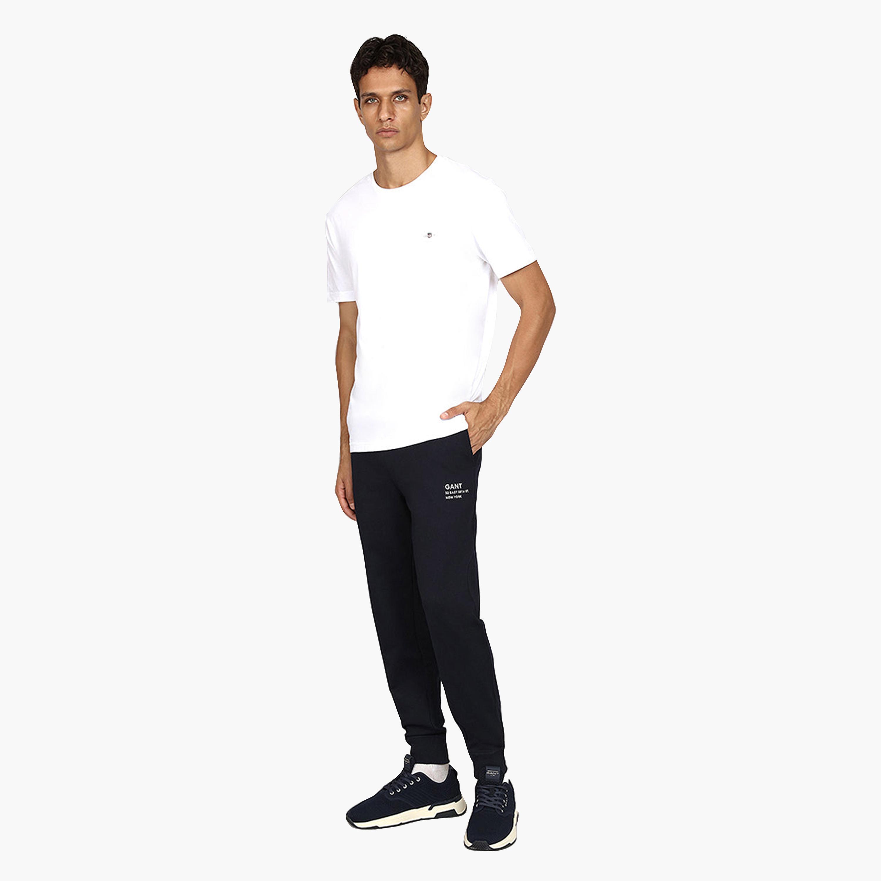 بنطلون رياضي رجالي بخصر متوسط وإغلاق برباط شد، سادة من جانت-men-clothing-bottoms-joggers-image-6