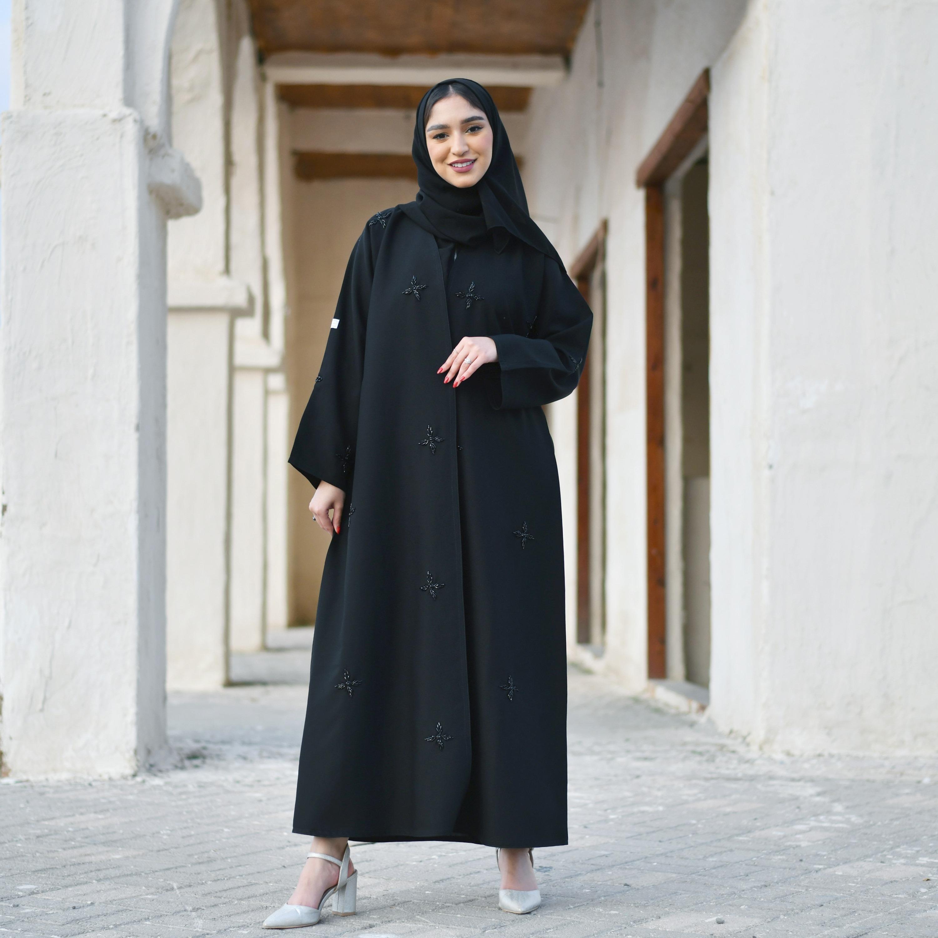 Hawraa Beaded Abaya with Hijab-women-arabicclothing-abayas-image-1