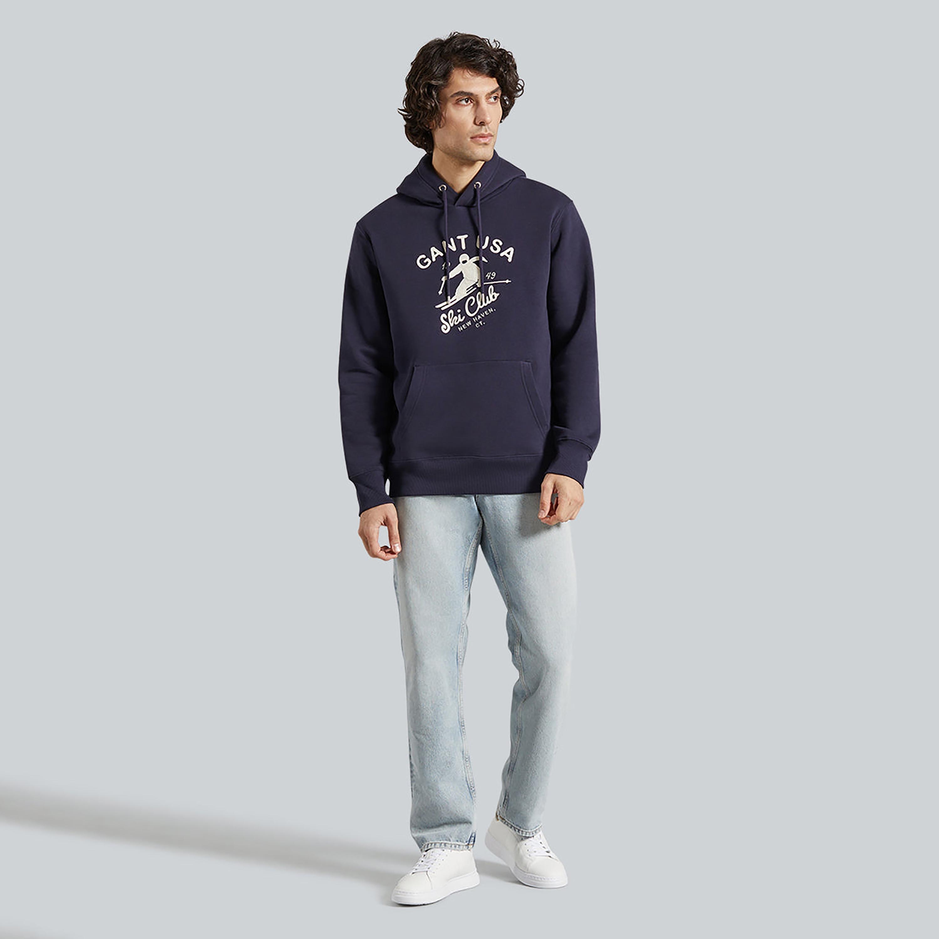 Gant Embroidered Hooded Neck Long Sleeves Men's Sweatshirt-men-winterwear-hoodiesandsweatshirts-image-2