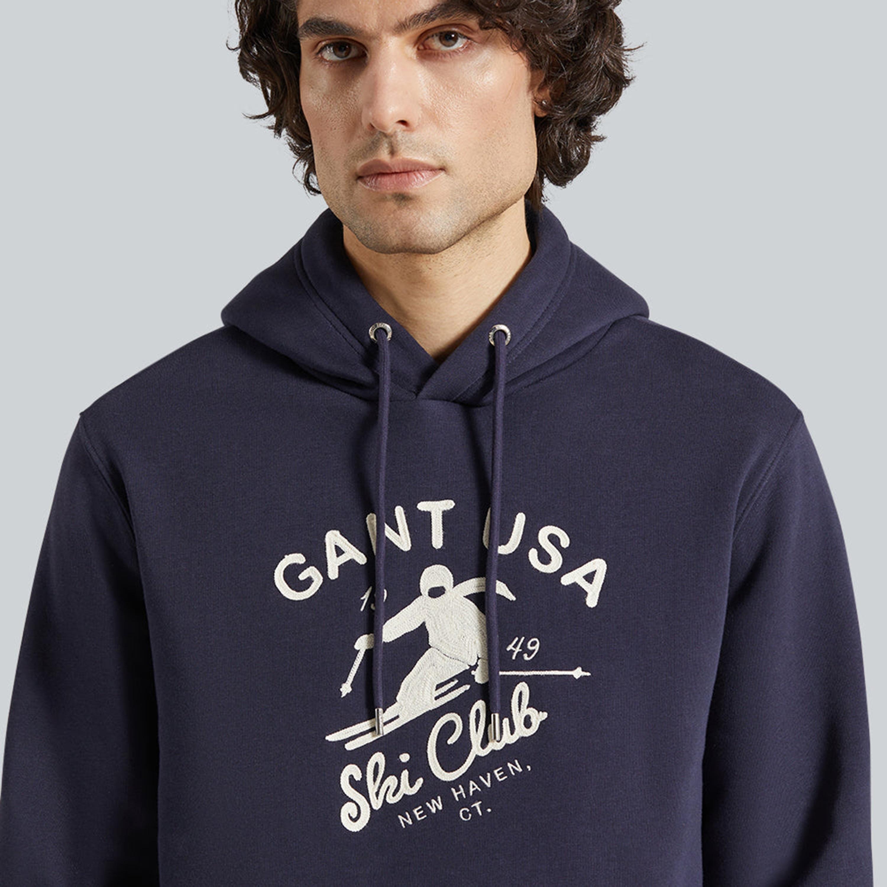Gant Embroidered Hooded Neck Long Sleeves Men's Sweatshirt-men-winterwear-hoodiesandsweatshirts-image-3