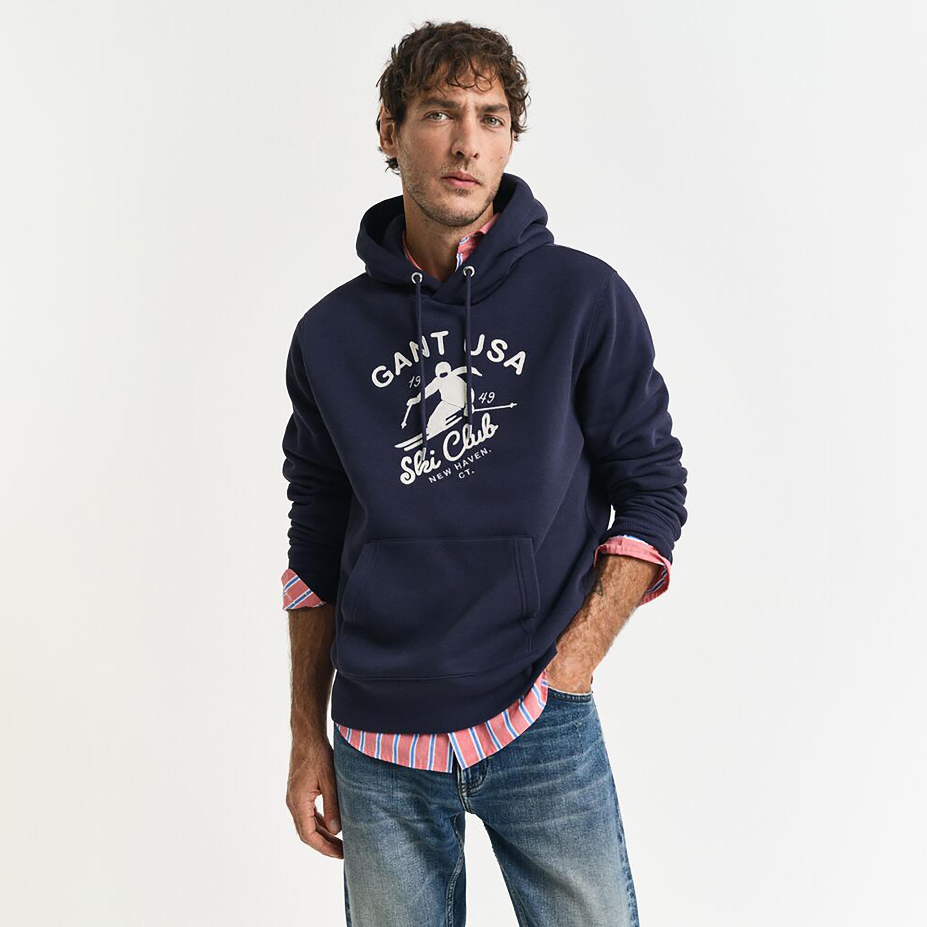 Gant Embroidered Hooded Neck Long Sleeves Men's Sweatshirt-men-winterwear-hoodiesandsweatshirts-image-5