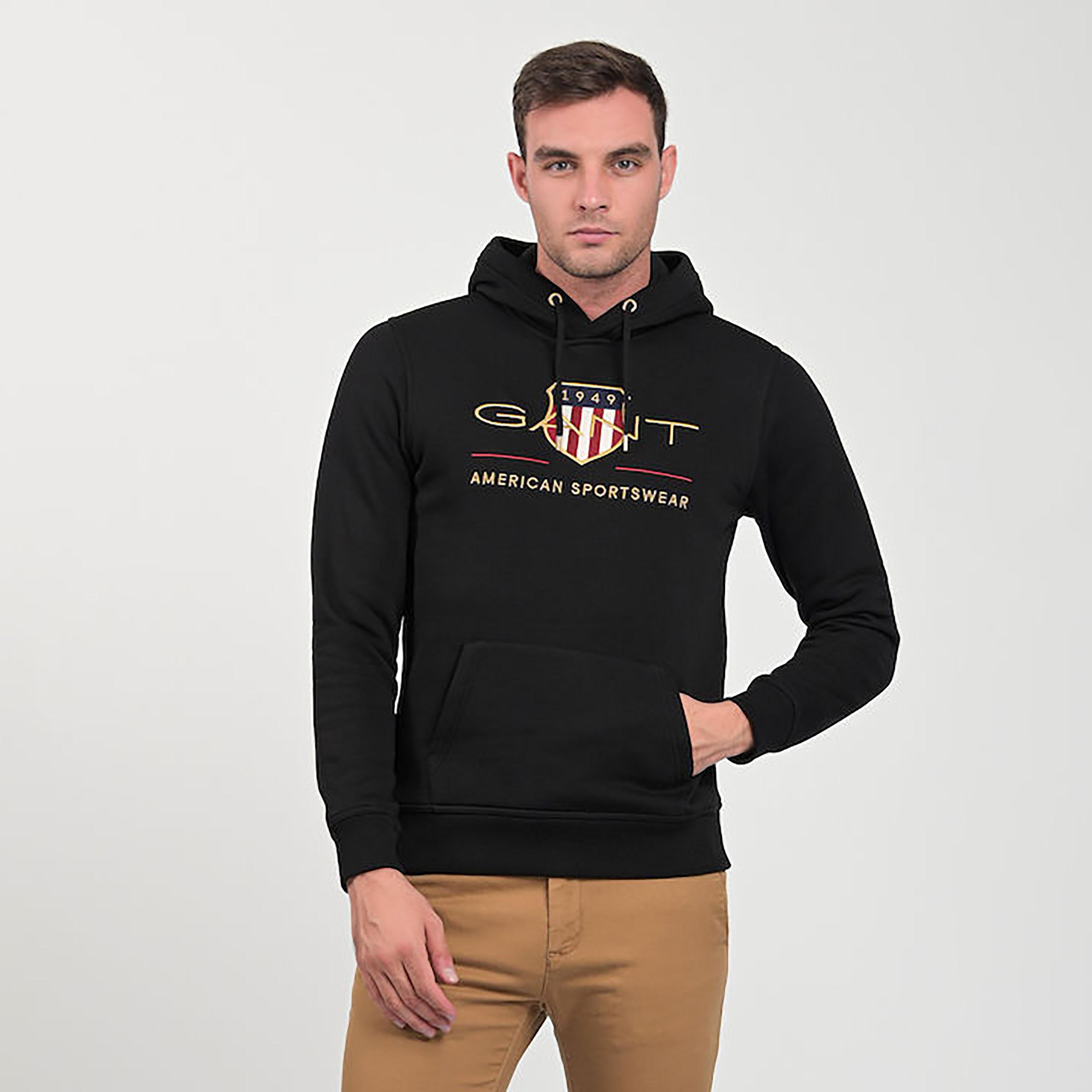 Gant Embroidered Logo Hoodie with Kangaroo Pocket-men-winterwear-hoodiesandsweatshirts-image-1