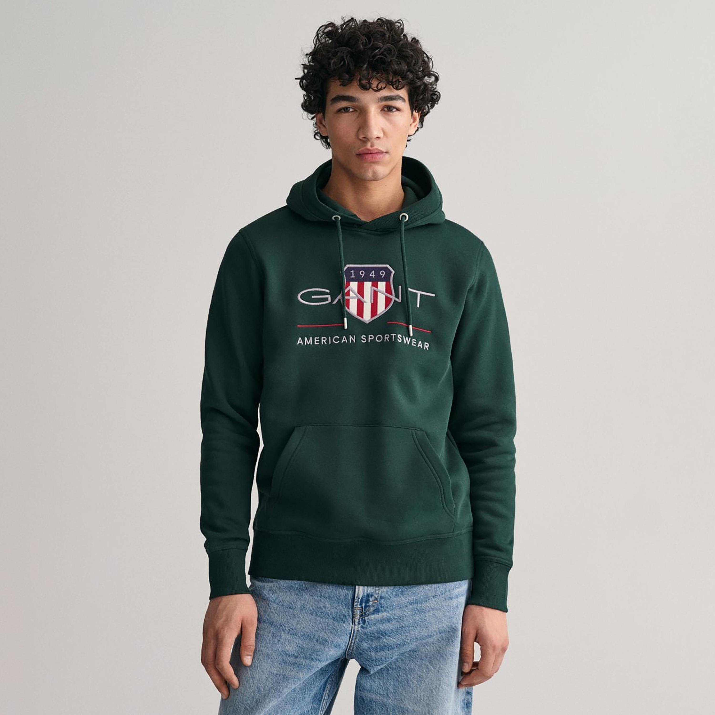 Gant Embroidered Logo Hoodie with Kangaroo Pocket-men-winterwear-hoodiesandsweatshirts-image-1