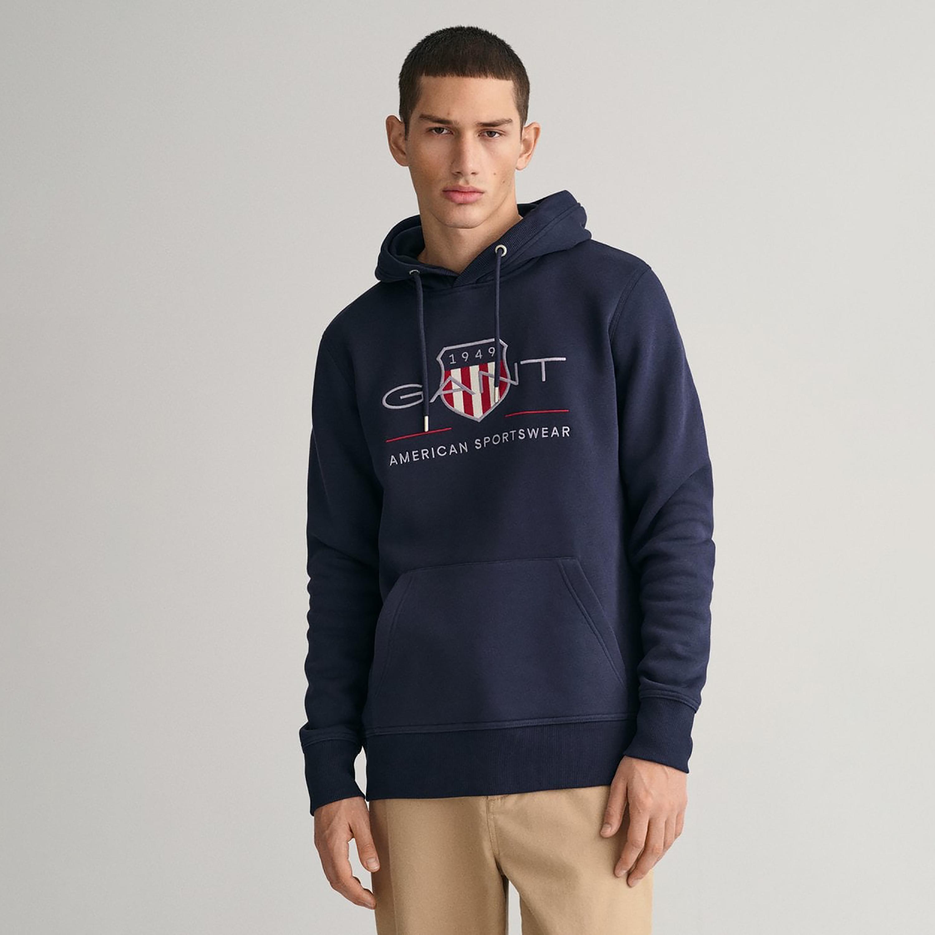 Gant Embroidered Logo Hoodie with Kangaroo Pocket-men-winterwear-hoodiesandsweatshirts-image-1
