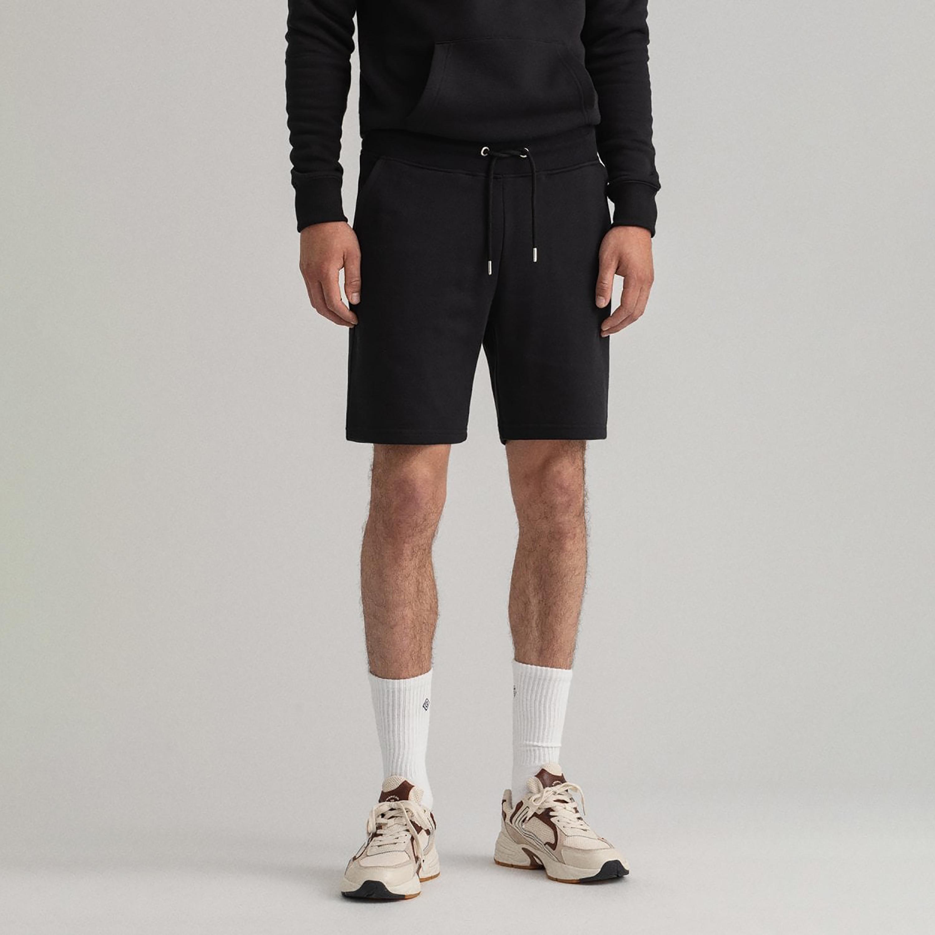 Gant Logo Detail Mid-Rise Drawstring Shorts-men-clothing-bottoms-shorts-image-1