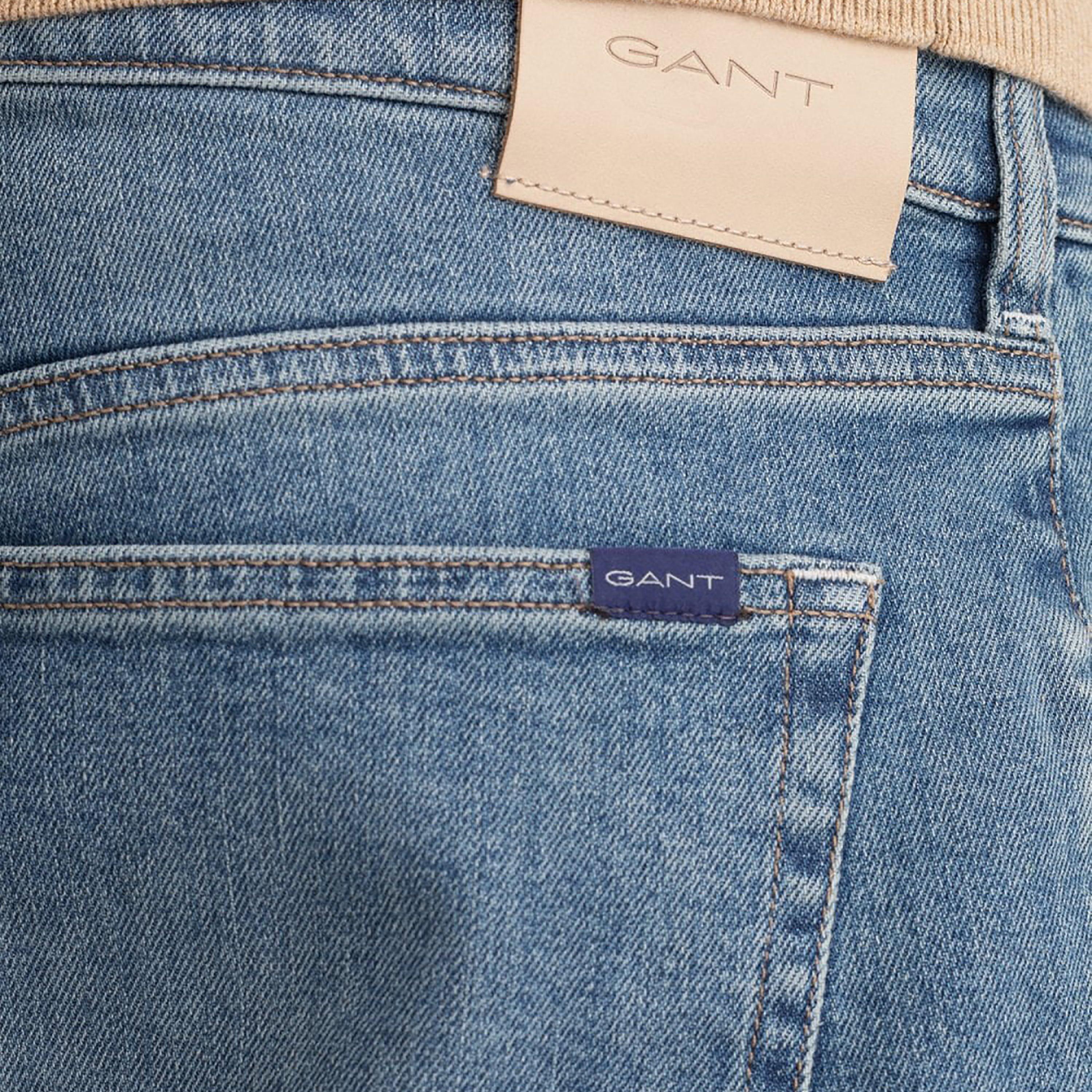Gant Plain Mid-Rise Buttoned Denim Shorts-men-clothing-bottoms-shorts-image-3